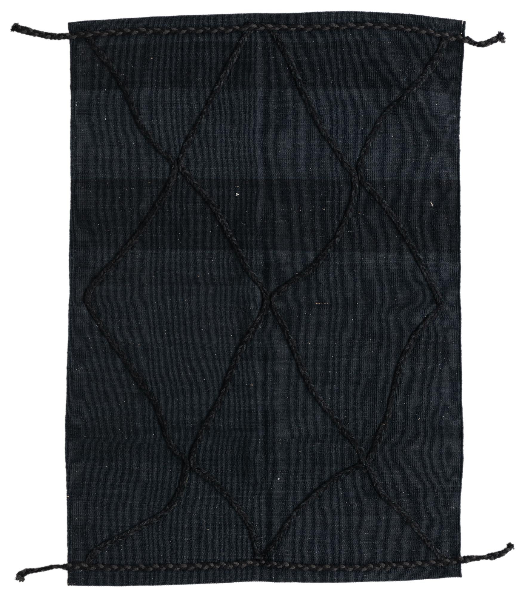 3' 5 x 5' Hand Knotted Moroccan Wool Rug