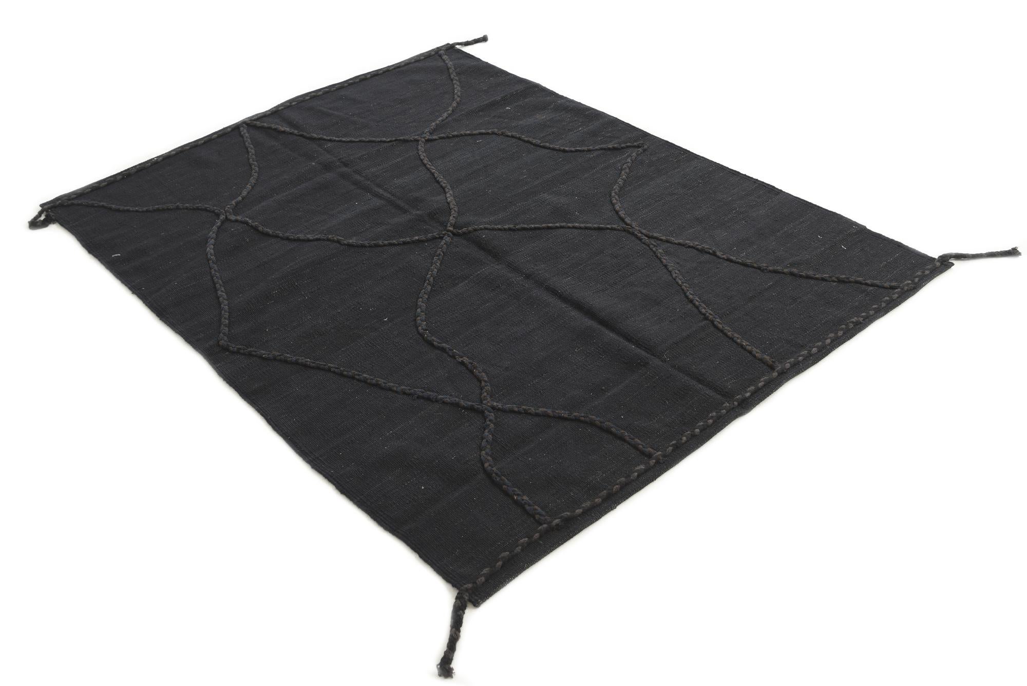 4' 4 x 5' 10 Hand Knotted Moroccan Wool Rug