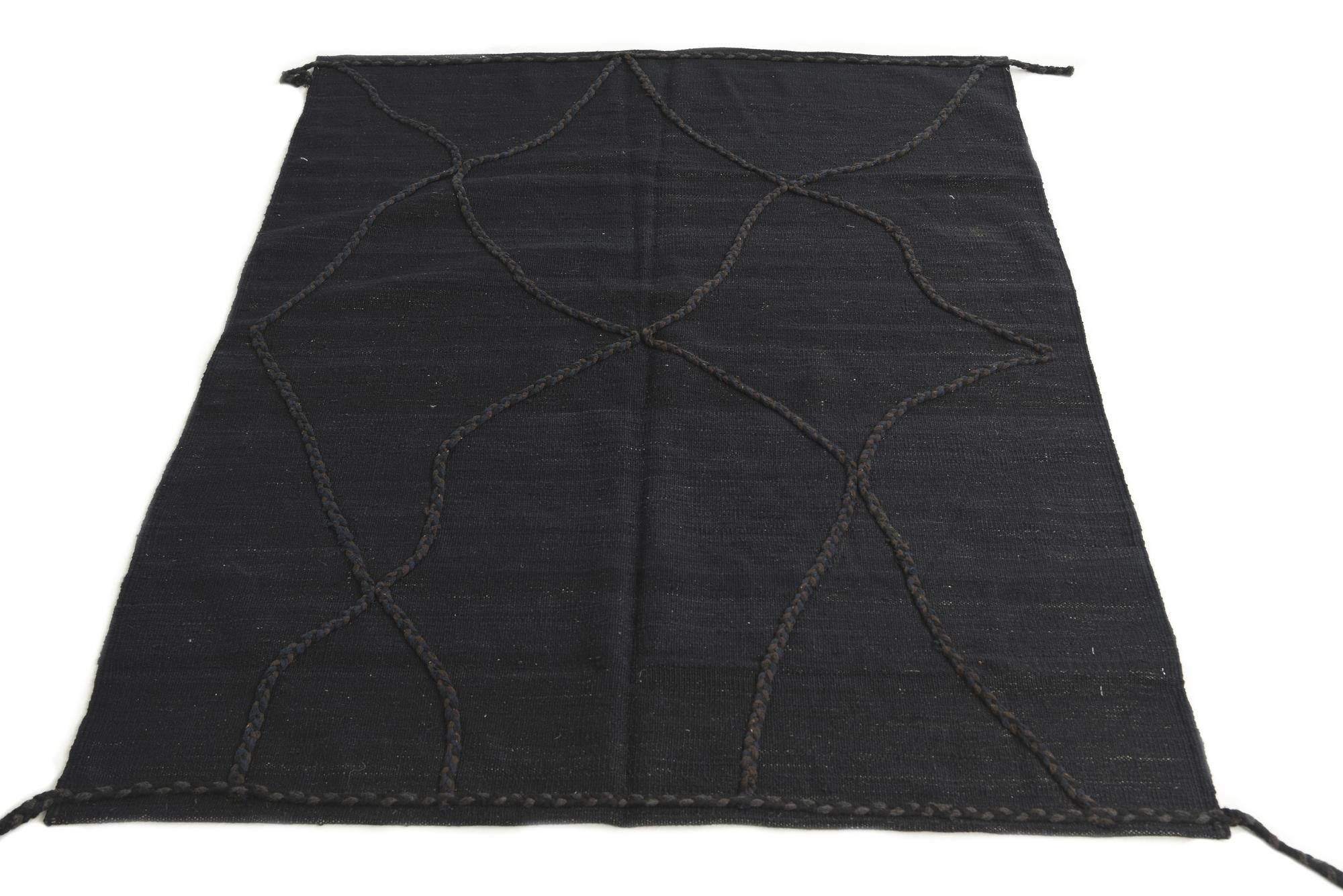 4' 4 x 5' 10 Hand Knotted Moroccan Wool Rug