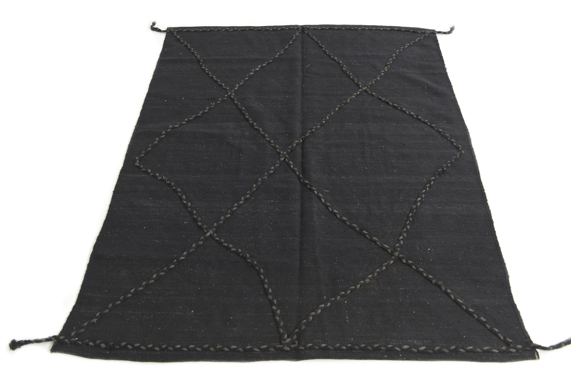 4' 3 x 5' 10 Hand Knotted Moroccan Wool Rug