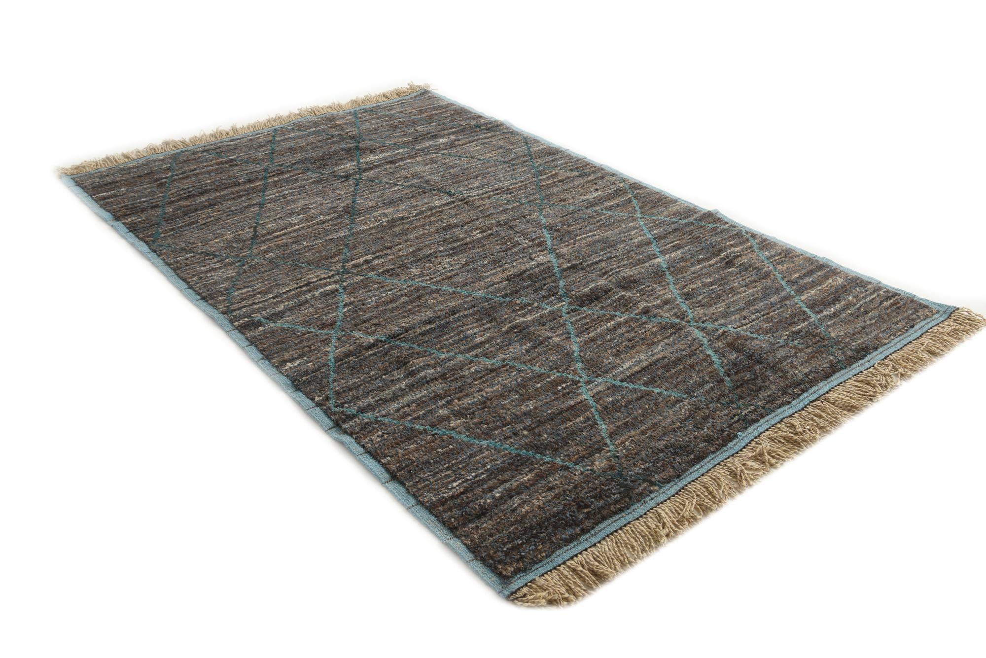 6' 1 x 9' 2 Hand Knotted Moroccan Wool Rug