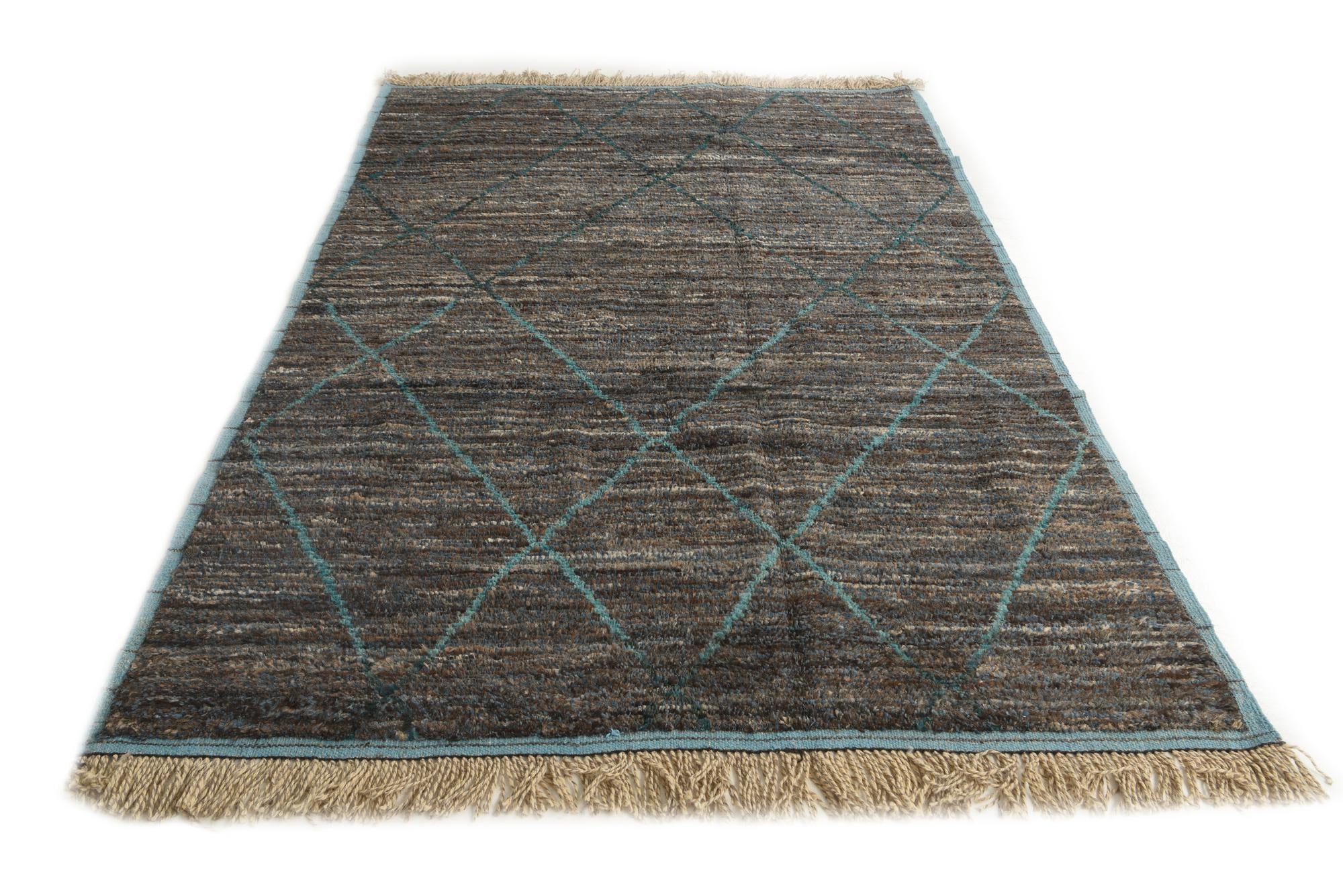 6' 1 x 9' 2 Hand Knotted Moroccan Wool Rug