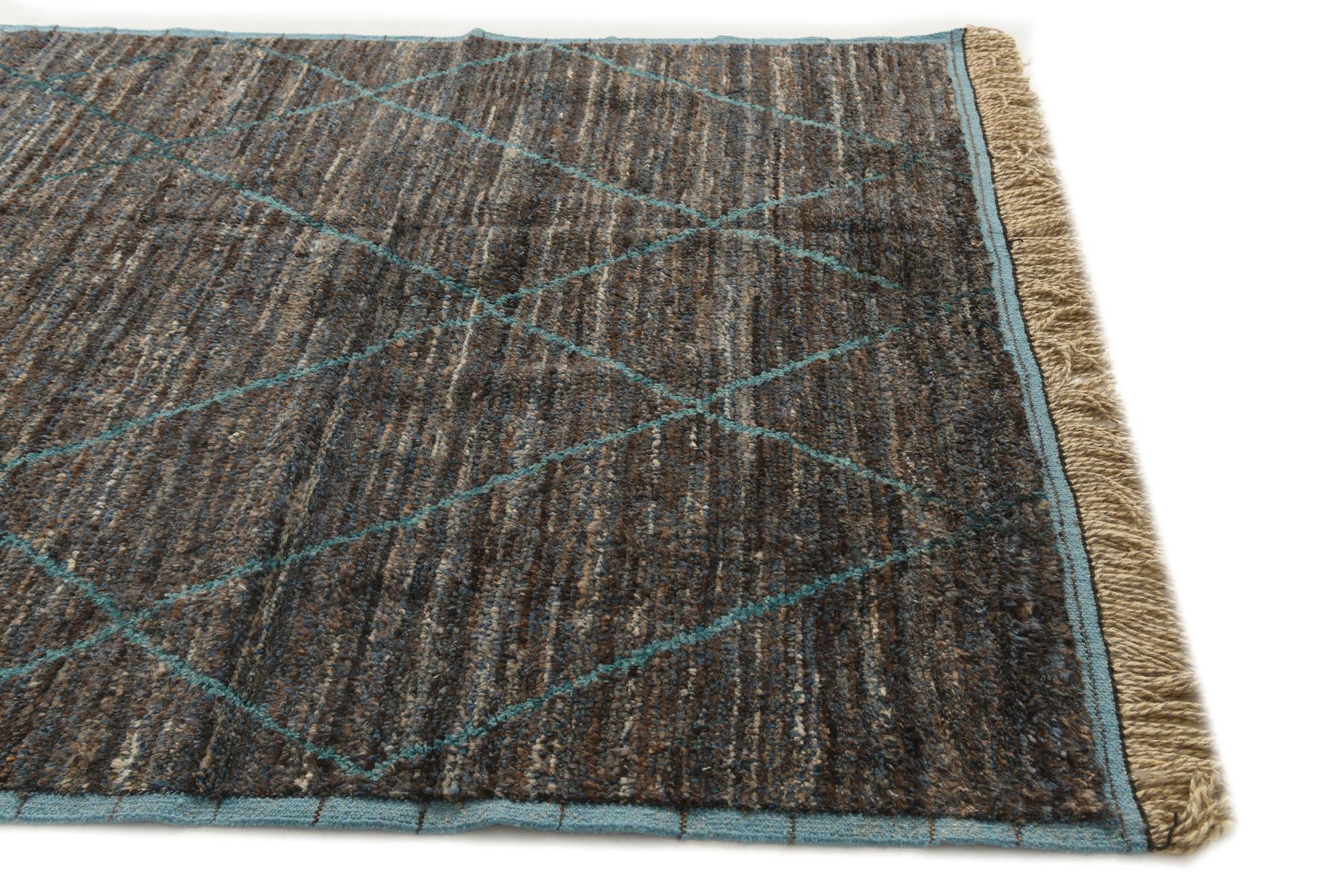 6' 1 x 9' 2 Hand Knotted Moroccan Wool Rug