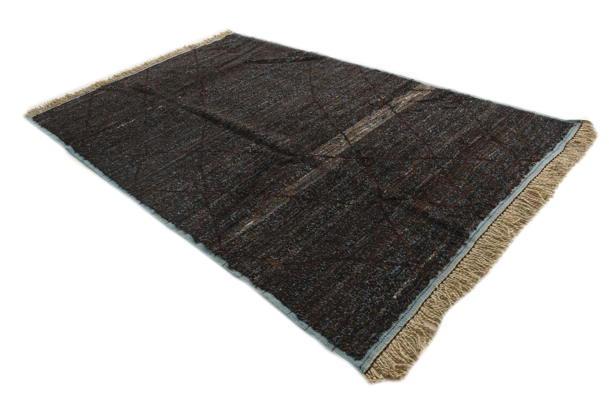 6' 1 x 9' 5 Hand Knotted Moroccan Wool Rug
