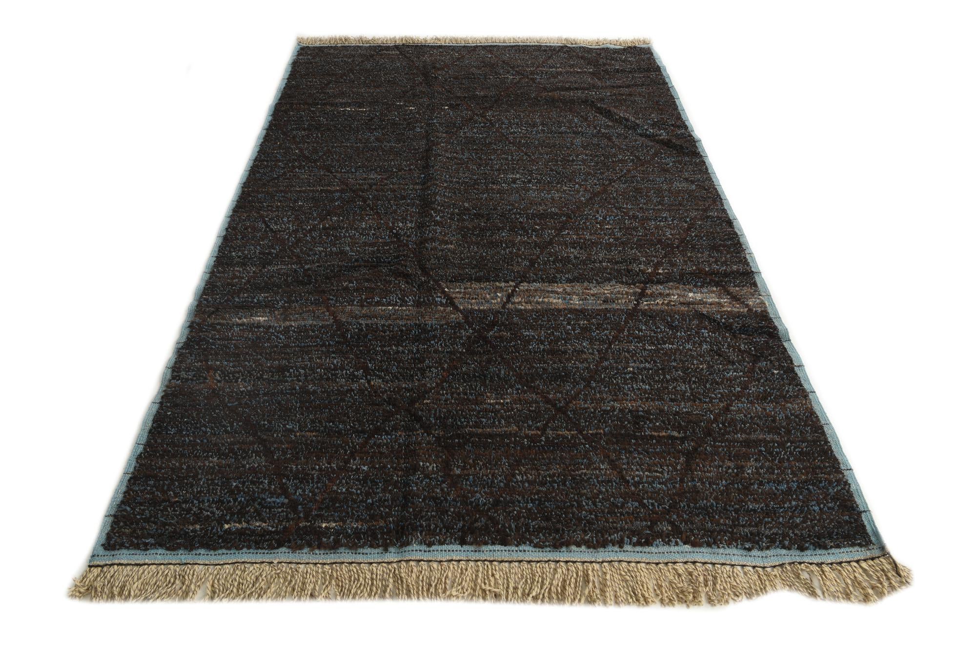 6' 1 x 9' 5 Hand Knotted Moroccan Wool Rug