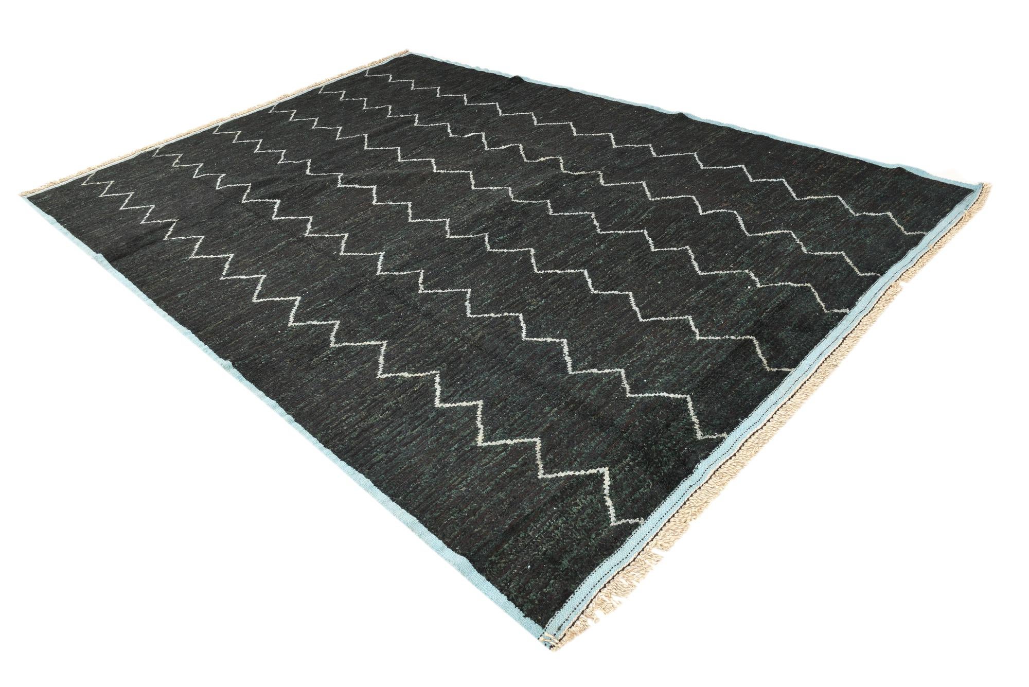 9' x 12' 9 Hand Knotted Moroccan Wool Rug