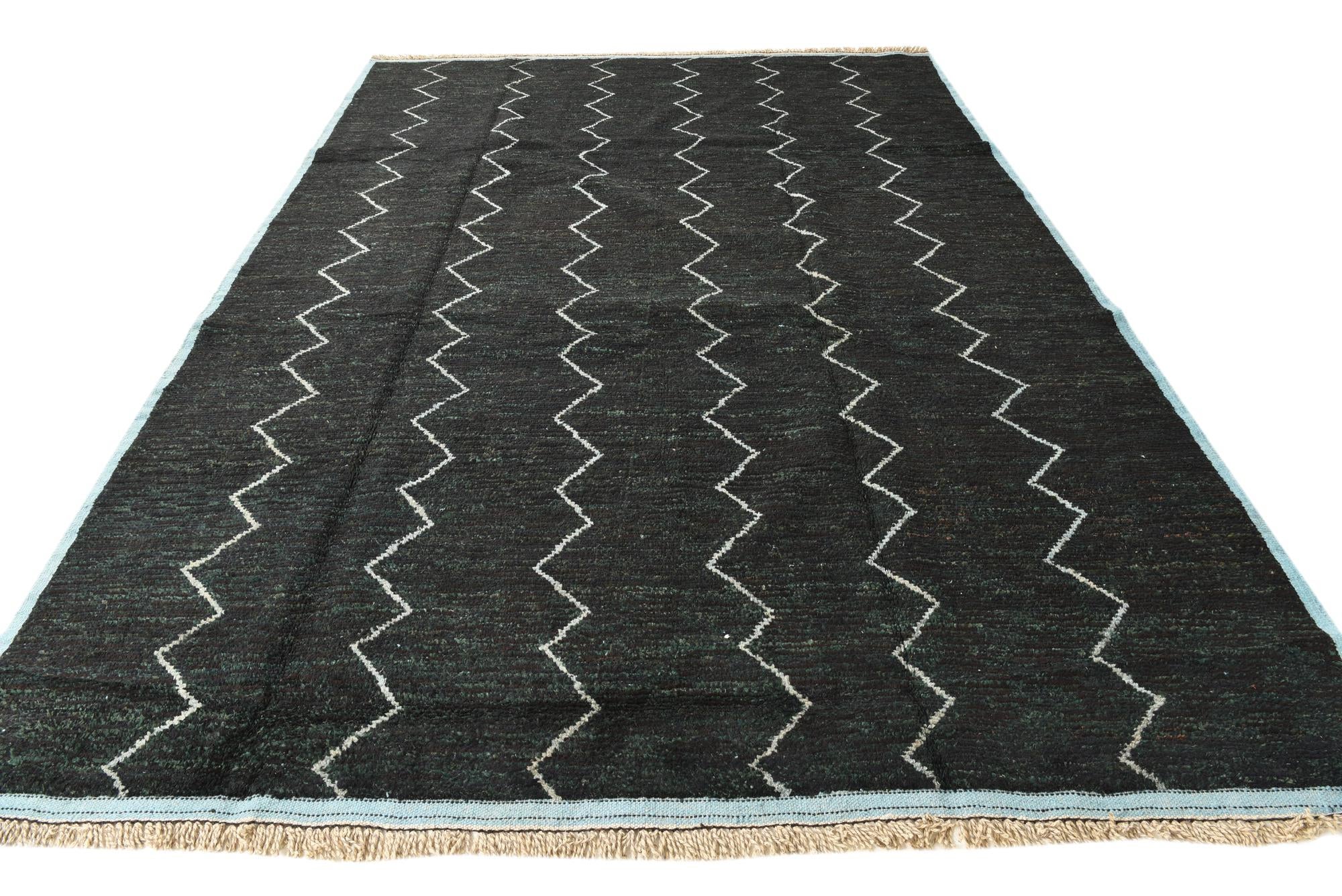 9' x 12' 9 Hand Knotted Moroccan Wool Rug
