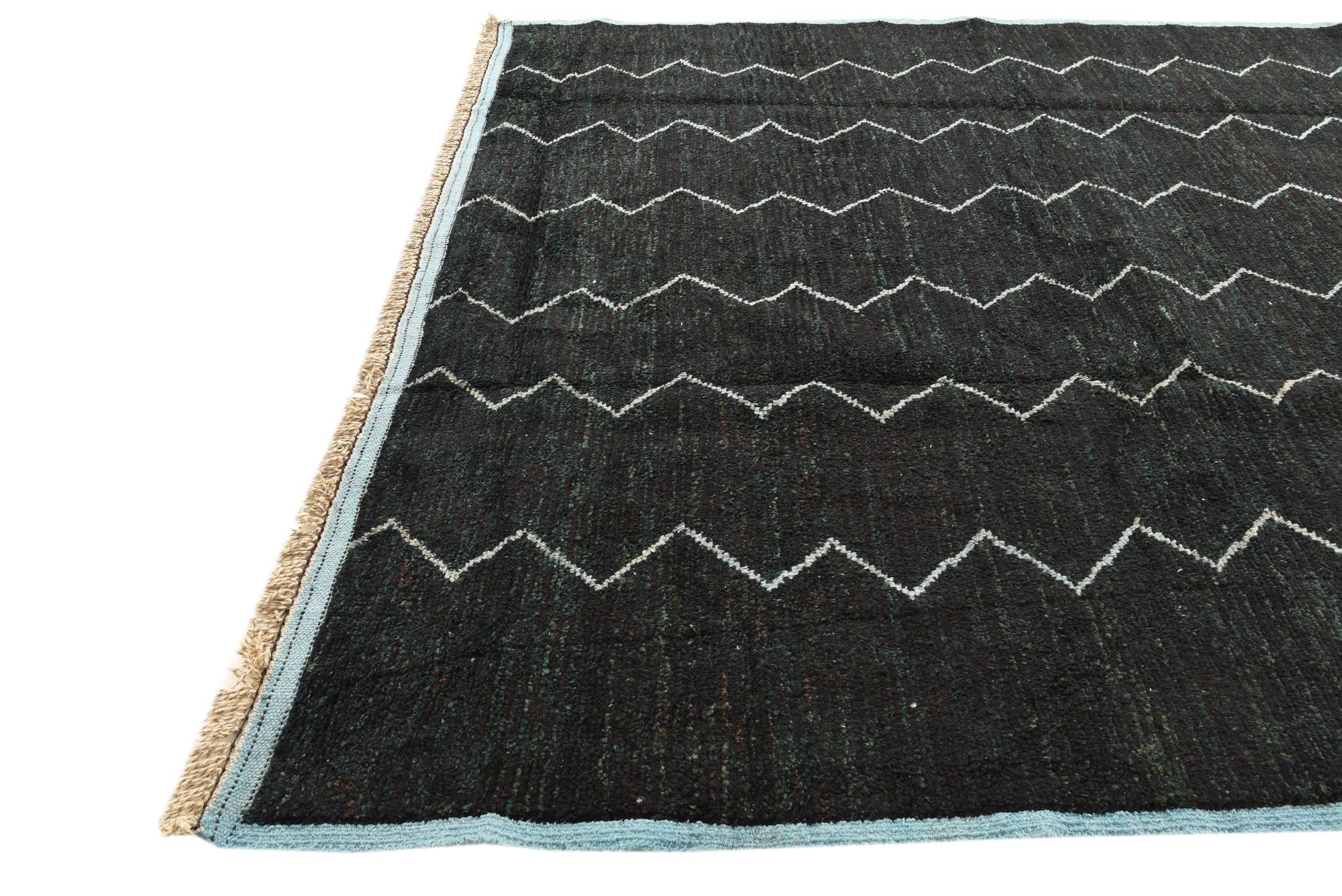 9' x 12' 9 Hand Knotted Moroccan Wool Rug