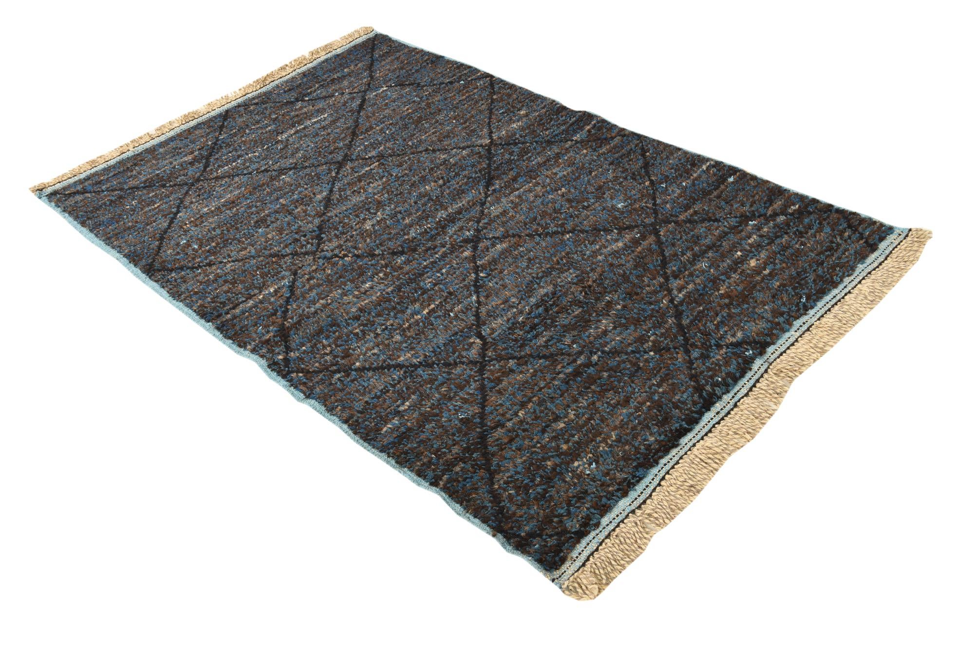 4' 3 x 6' 5 Hand Knotted Moroccan Wool Rug