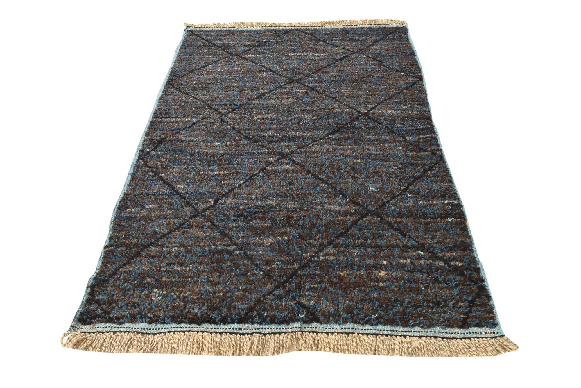 4' 3 x 6' 5 Hand Knotted Moroccan Wool Rug