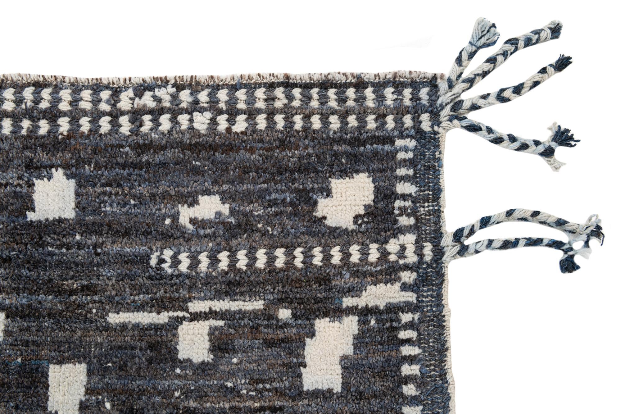 9' 3 x 12' 1 Hand Knotted Moroccan Wool Rug