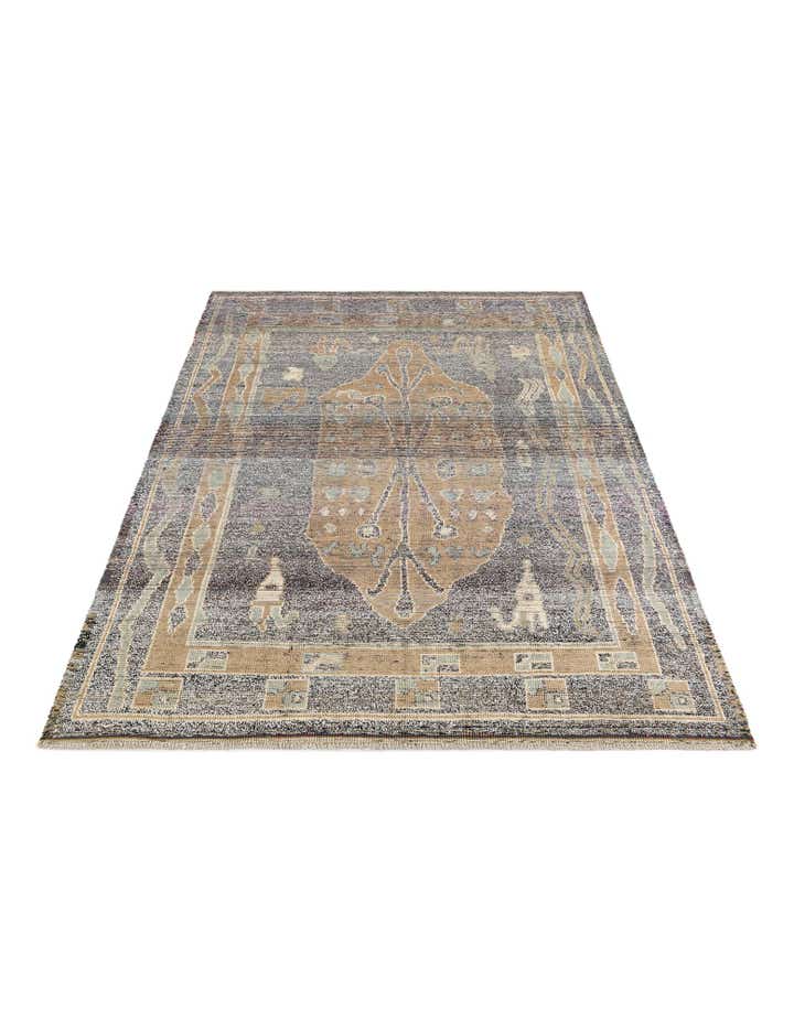 8' x 10' 5 Hand Knotted Moroccan Wool Rug