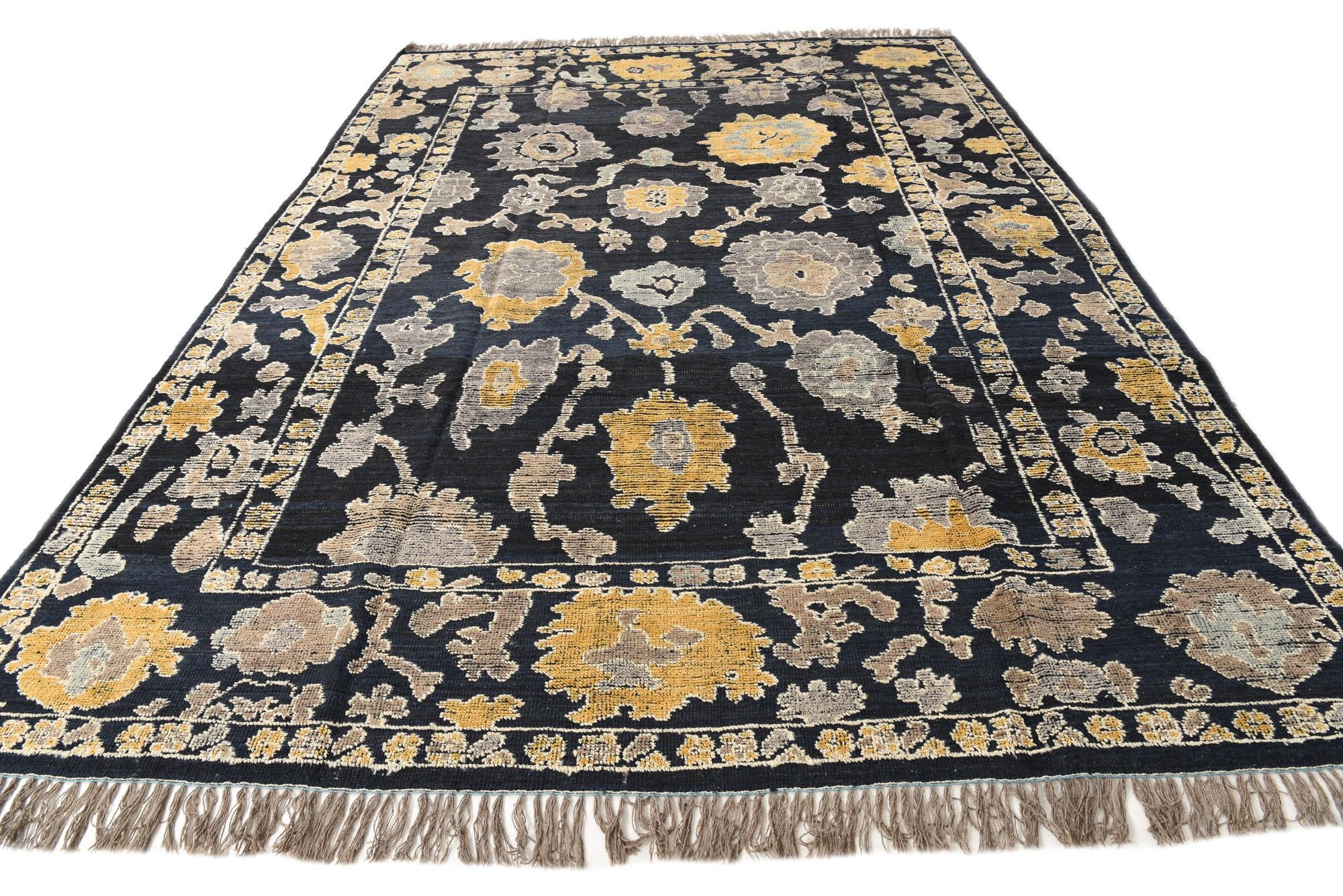 9' x 12' 6 Hand Knotted Oushak Wool Rug
