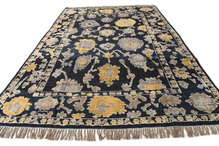 9' x 12' 6 Hand Knotted Oushak Wool Rug