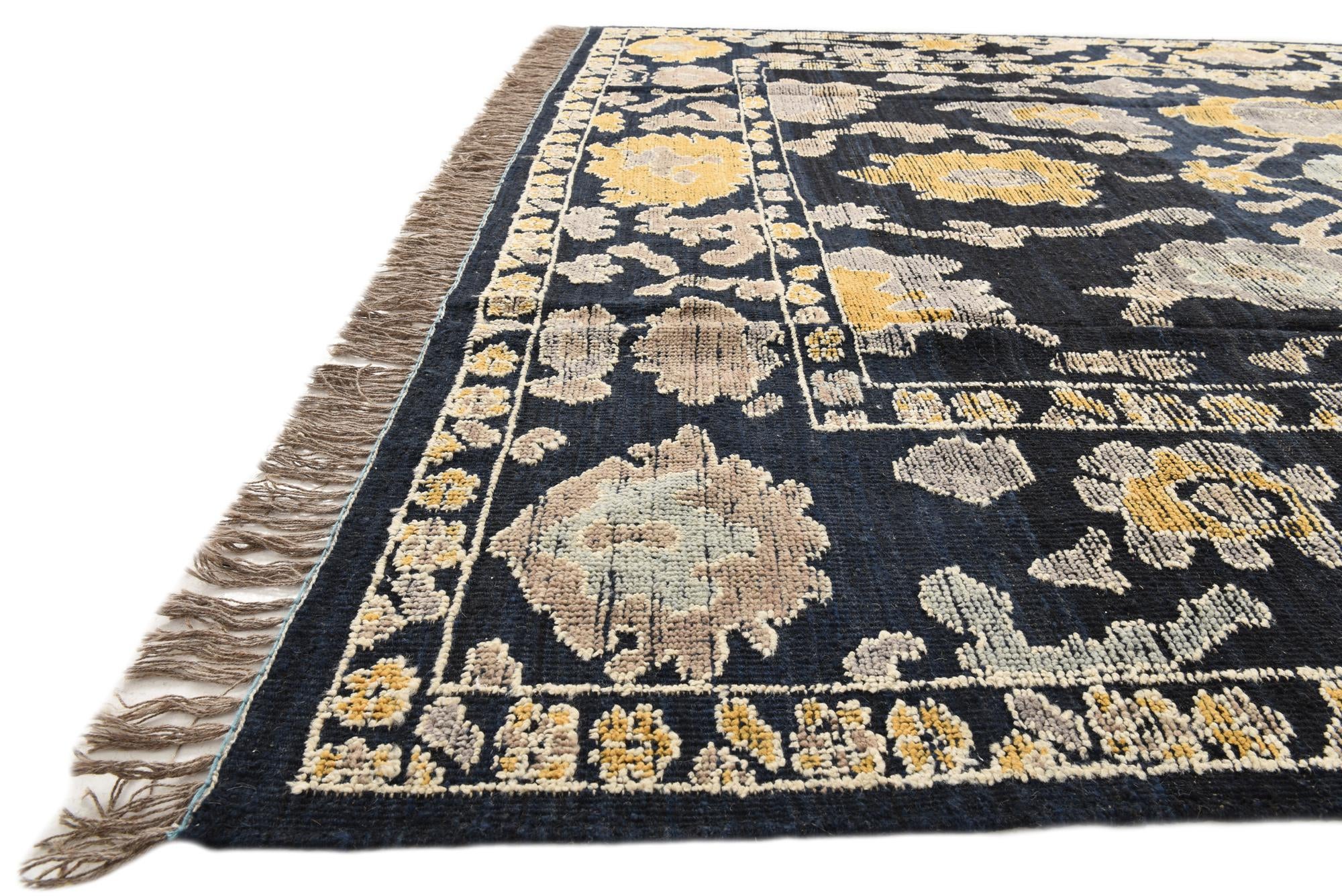 9' x 12' 6 Hand Knotted Oushak Wool Rug