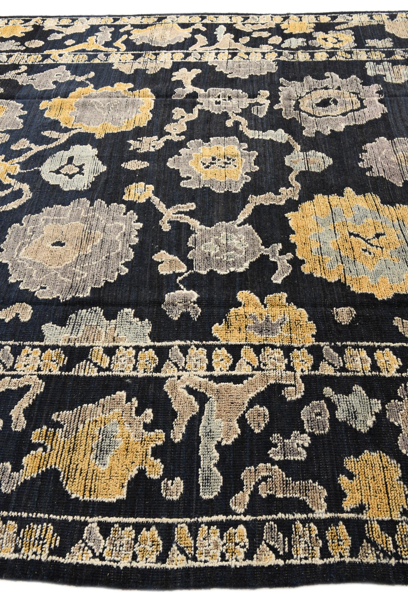 9' x 12' 6 Hand Knotted Oushak Wool Rug