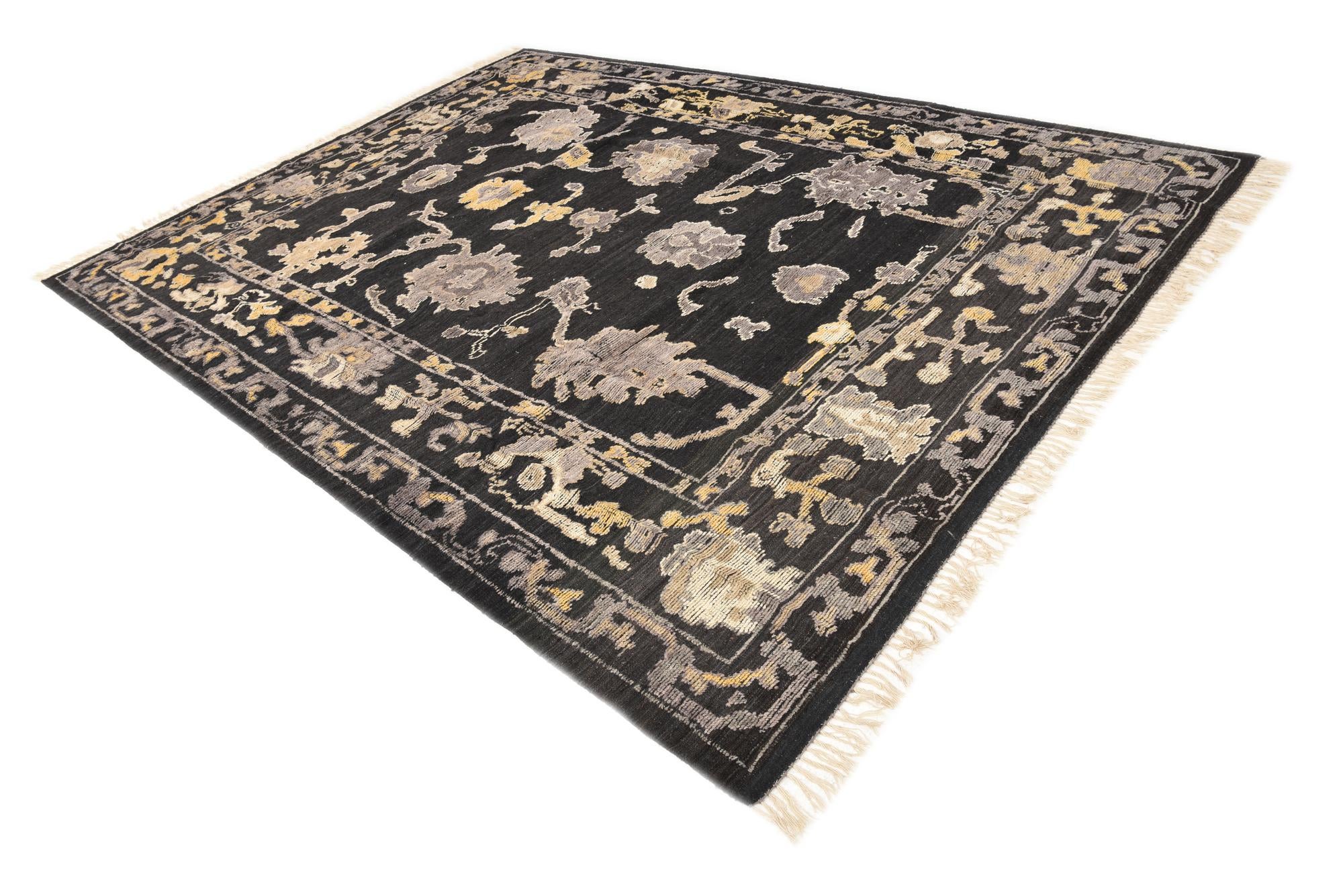 9' 2 x 12' 3 Hand Knotted Oushak Wool Rug