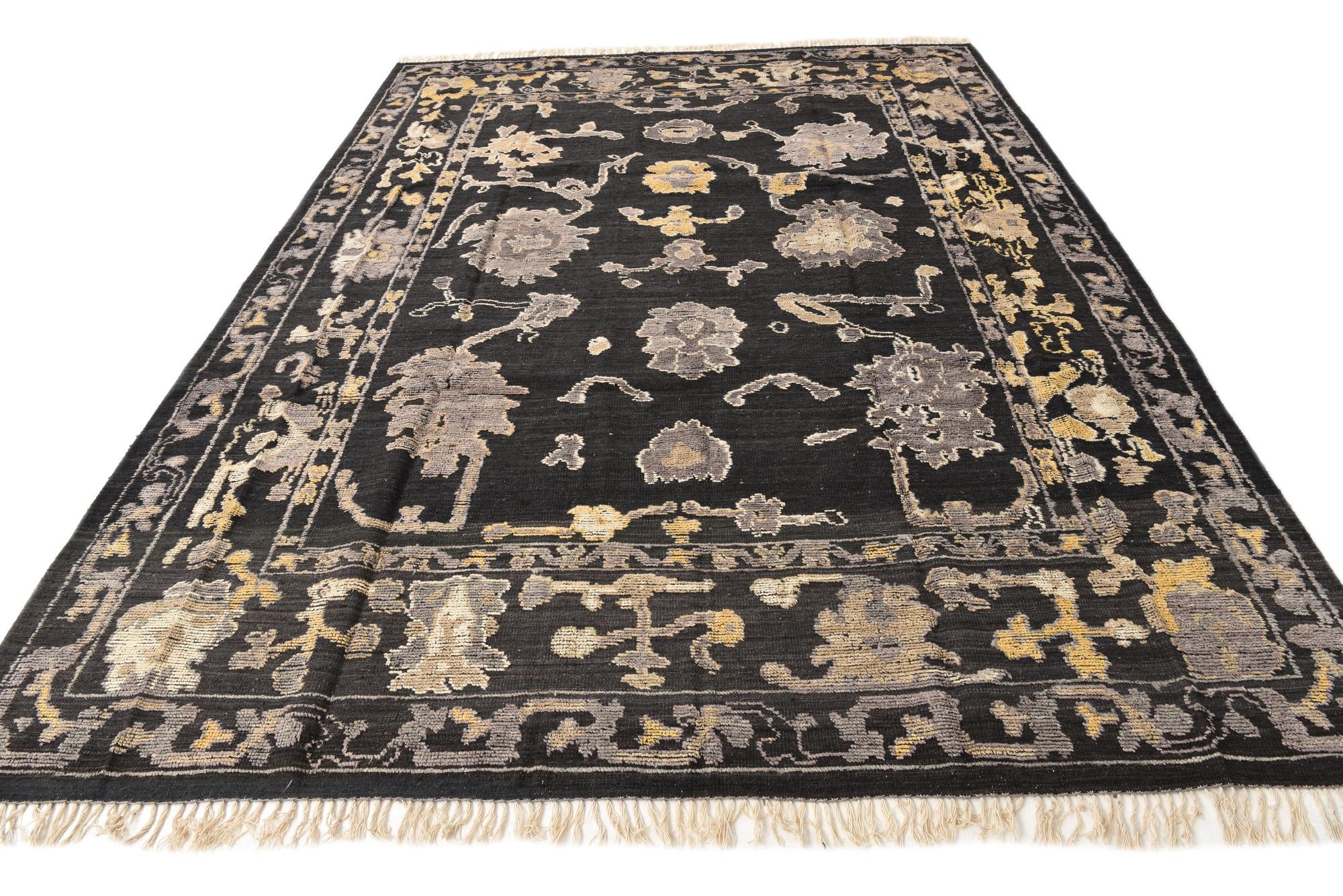 9' 2 x 12' 3 Hand Knotted Oushak Wool Rug
