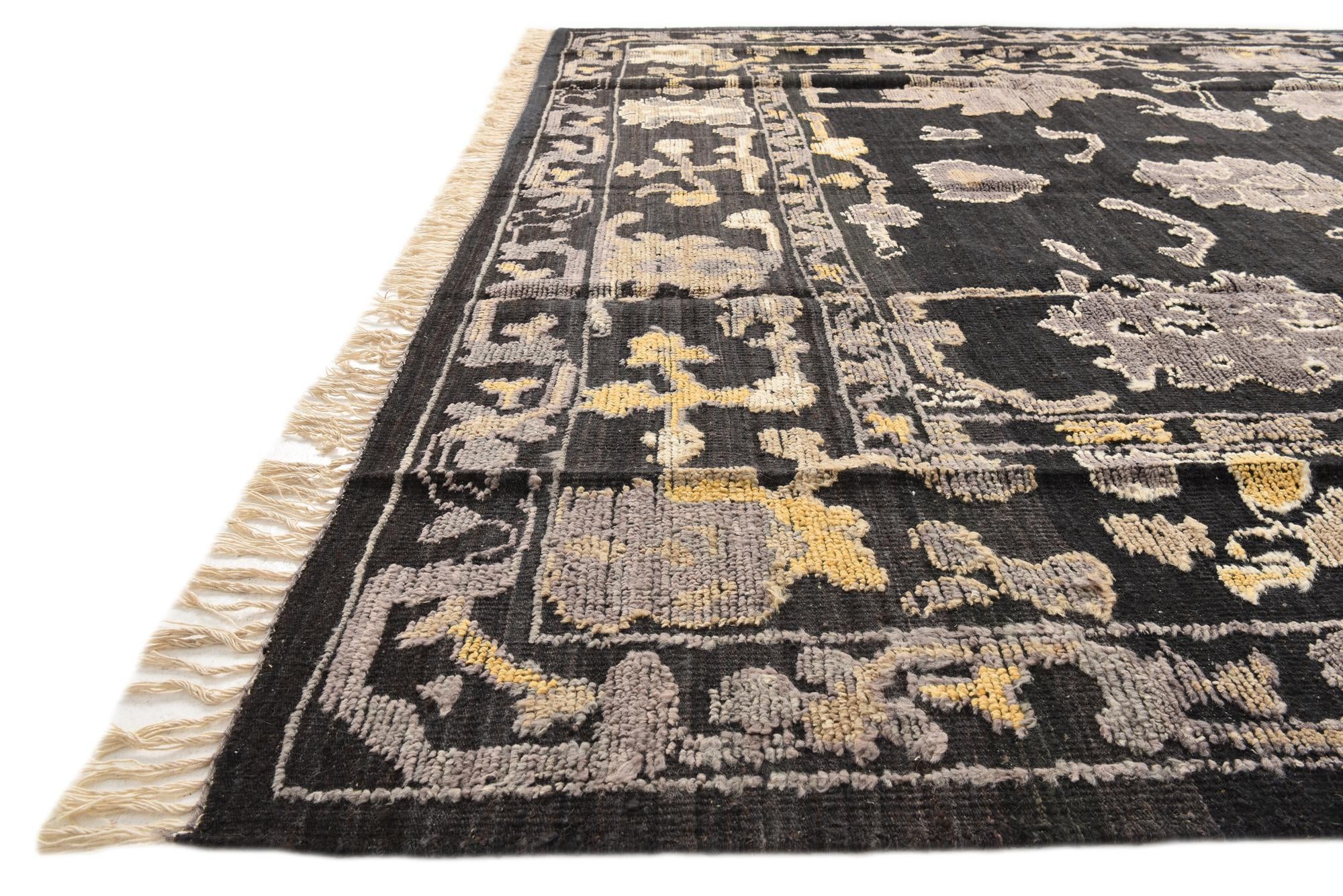 9' 2 x 12' 3 Hand Knotted Oushak Wool Rug