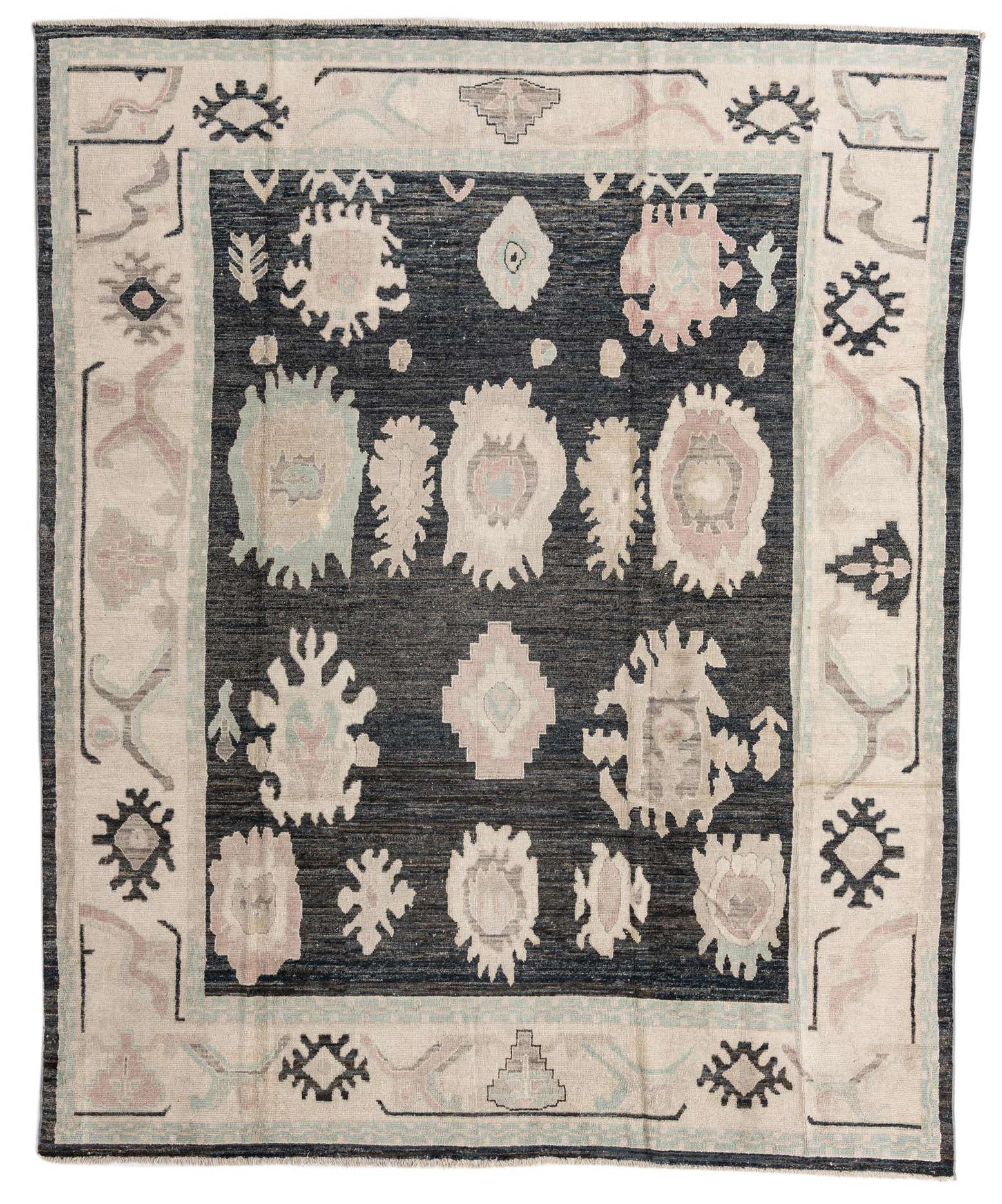 9' 2 x 11' 5 Hand Knotted Oushak Wool Rug