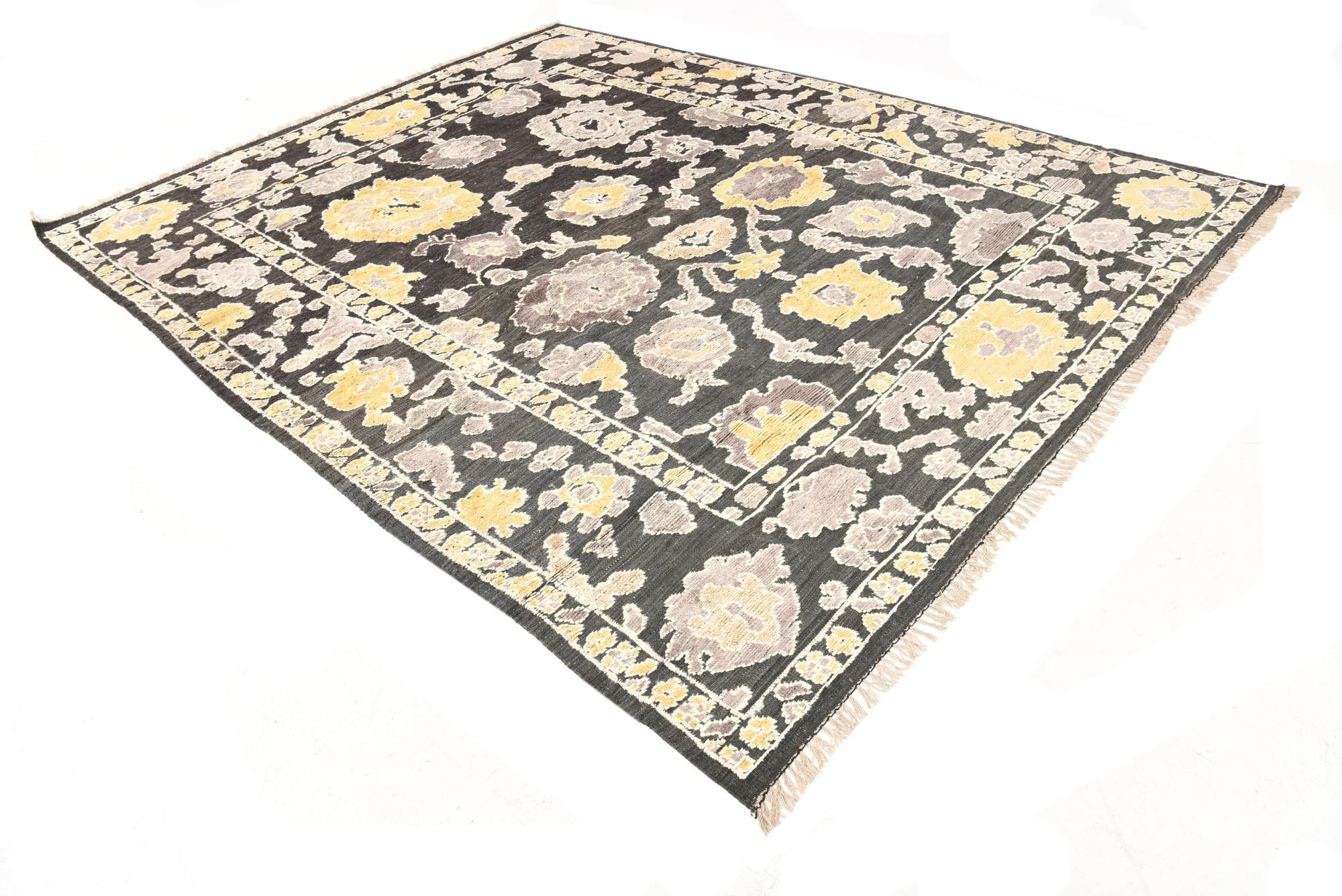 9' x 11' 9 Hand Knotted Oushak Wool Rug