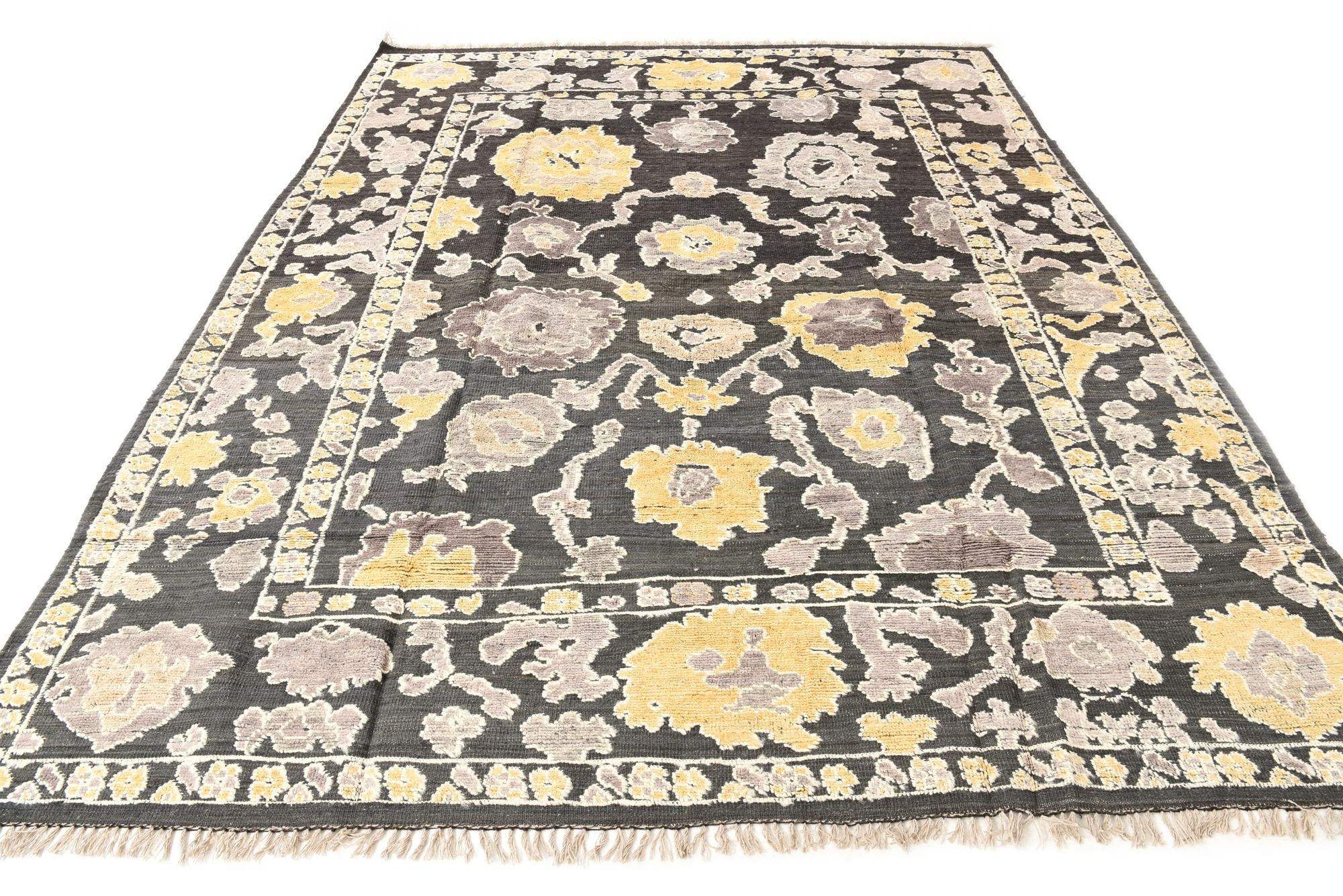9' x 11' 9 Hand Knotted Oushak Wool Rug
