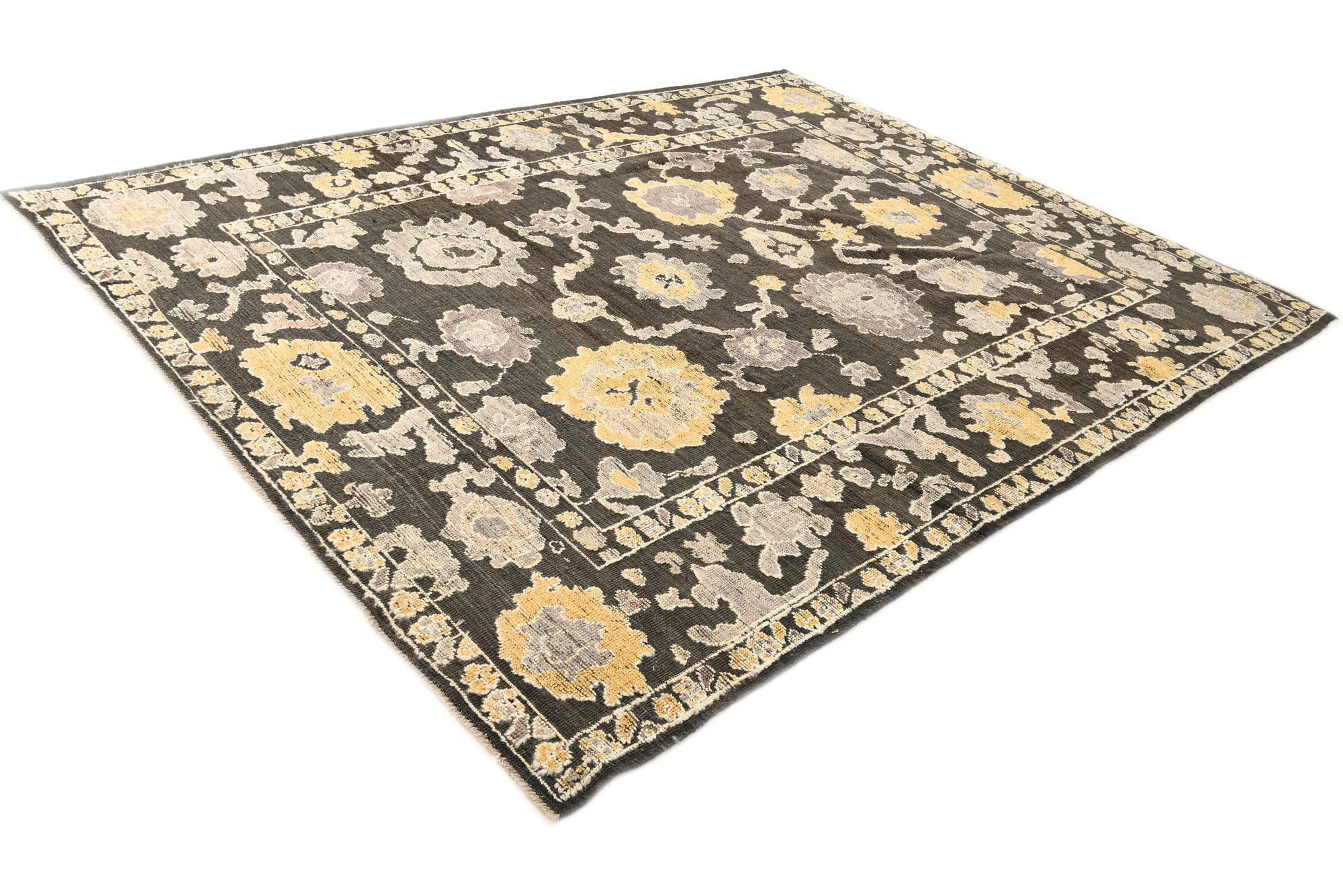 9' 3 x 12' Hand Knotted Oushak Wool Rug