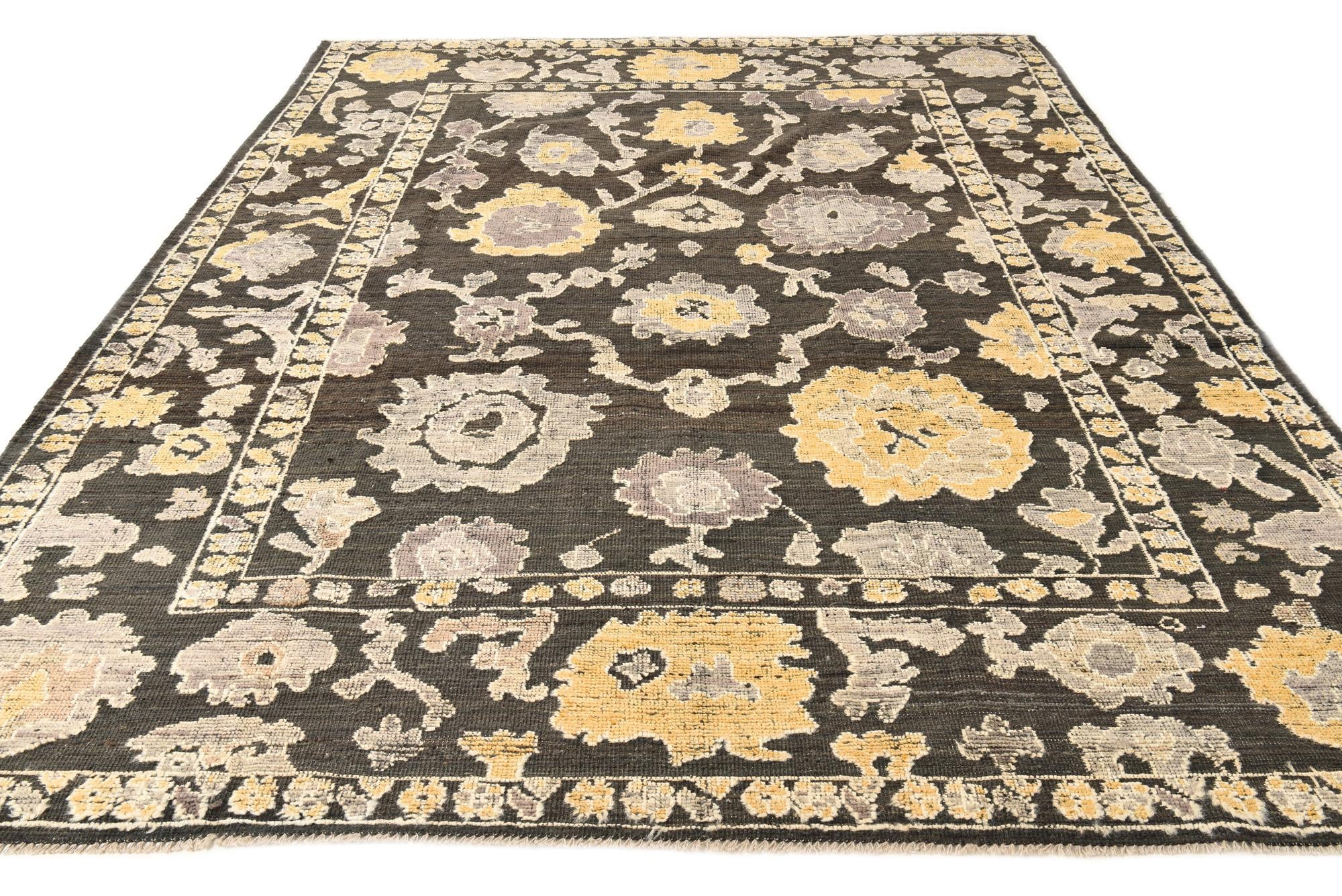 9' 3 x 12' Hand Knotted Oushak Wool Rug