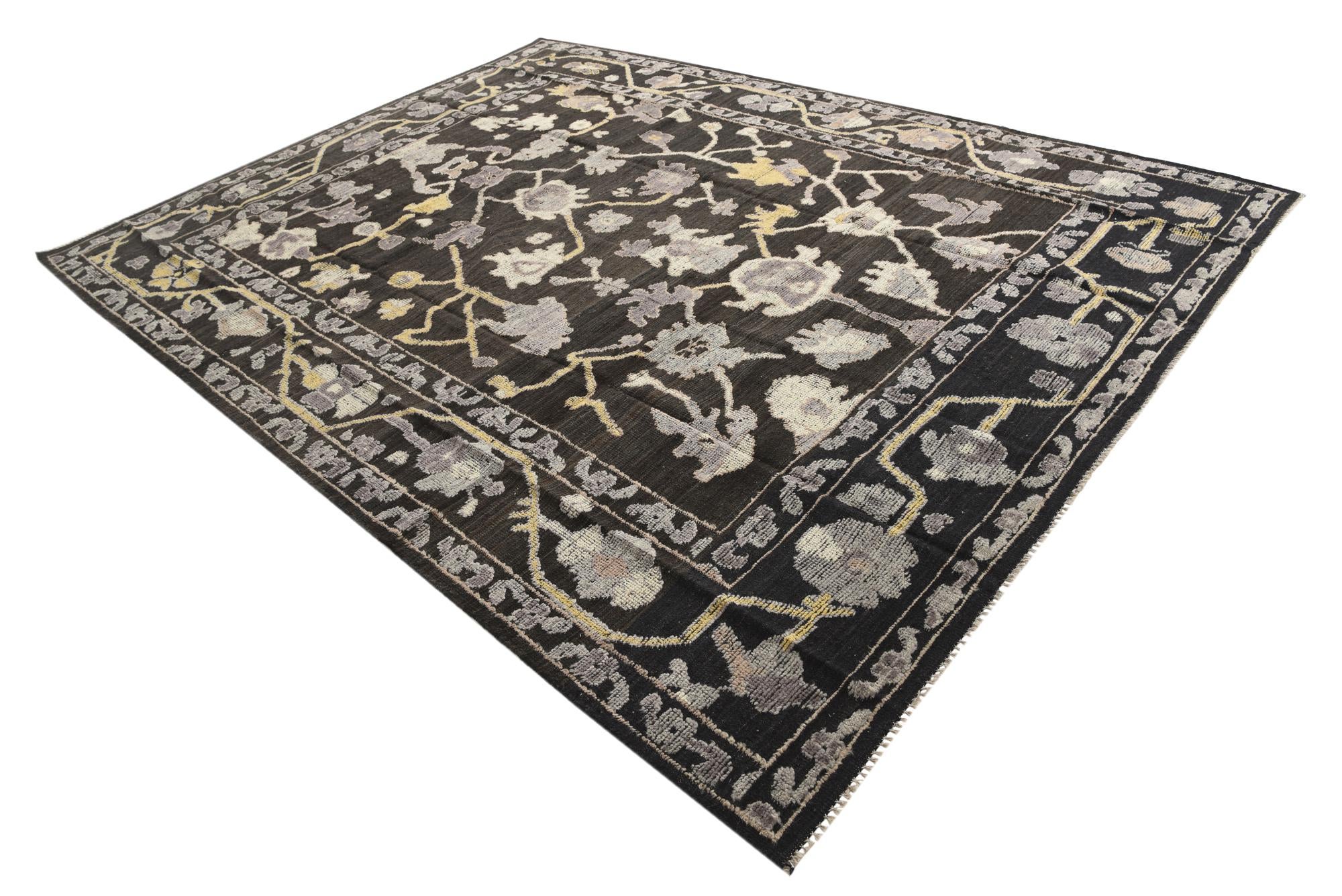 9' 2 x 12' 3 Hand Knotted Oushak Wool Rug