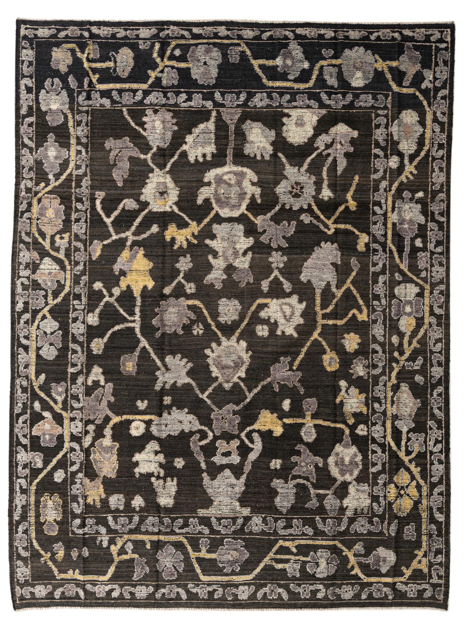 9' 2 x 12' 3 Hand Knotted Oushak Wool Rug