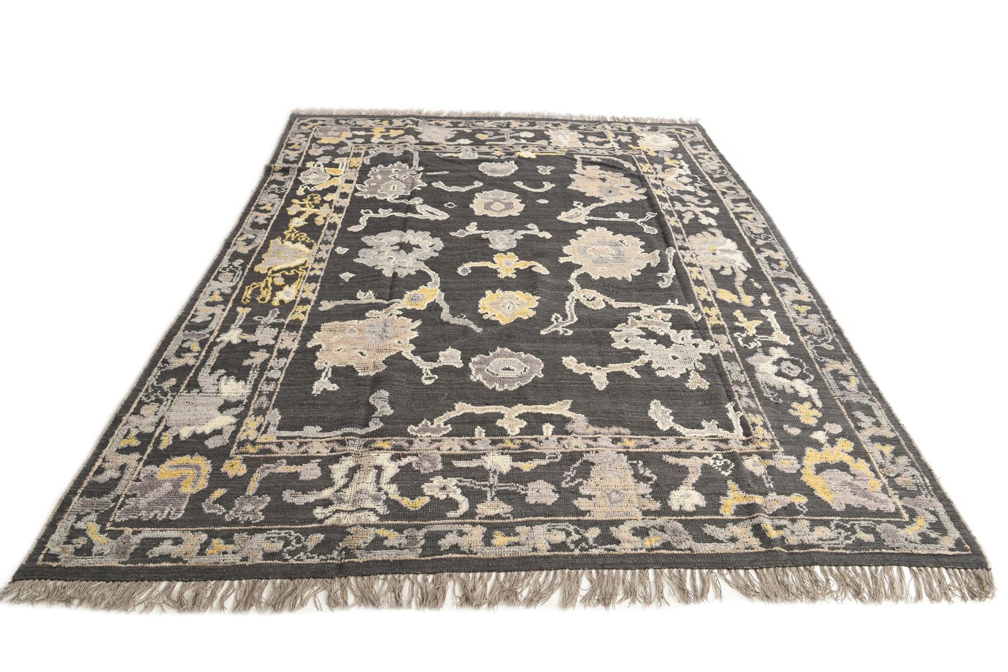 8' x 10' 3 Hand Knotted Oushak Wool Rug