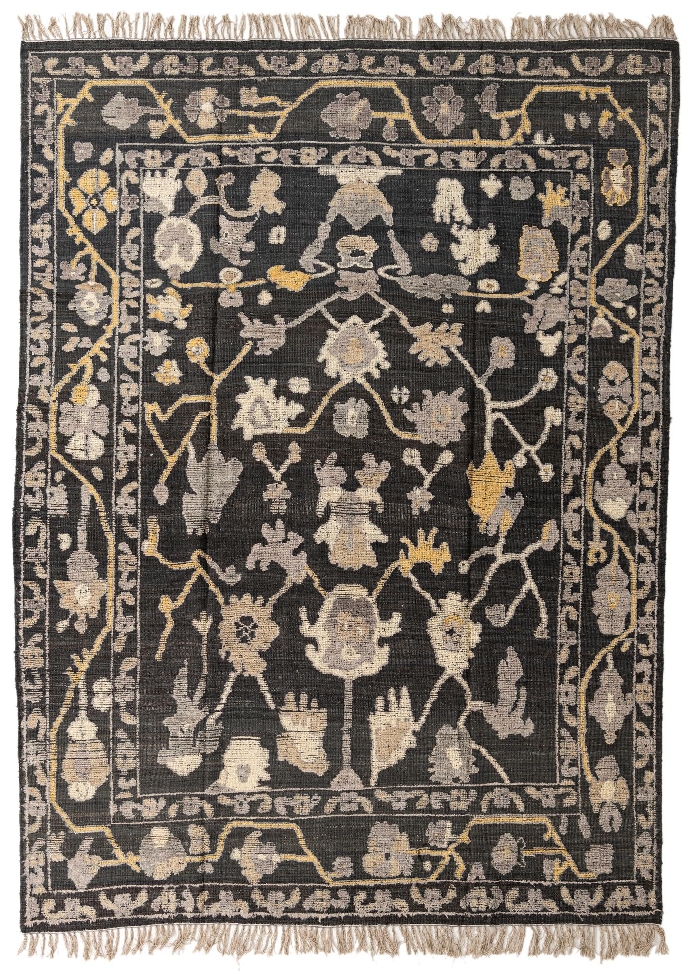 9' 3 x 12' 8 Hand Knotted Oushak Wool Rug