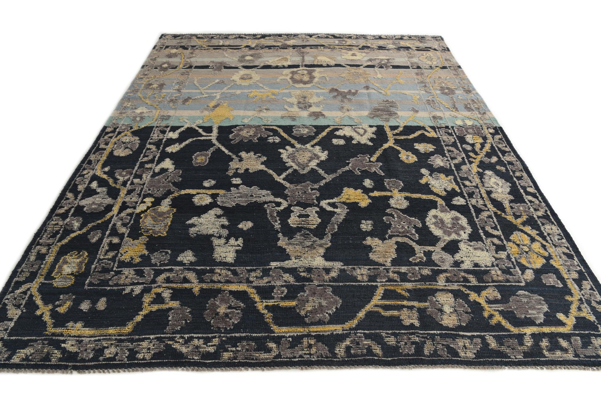 8' 1 x 10' Hand Knotted Oushak Wool Rug