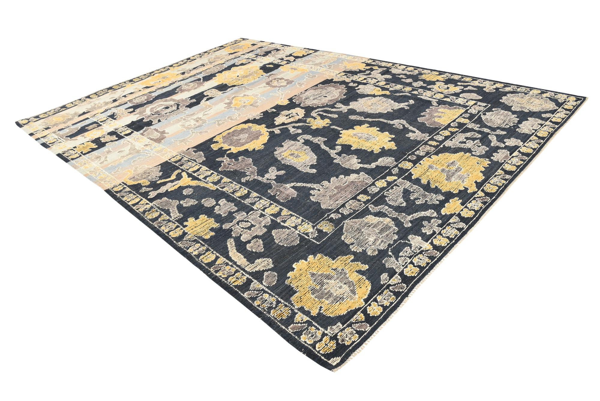 10' x 13' 10 Hand Knotted Oushak Wool Rug