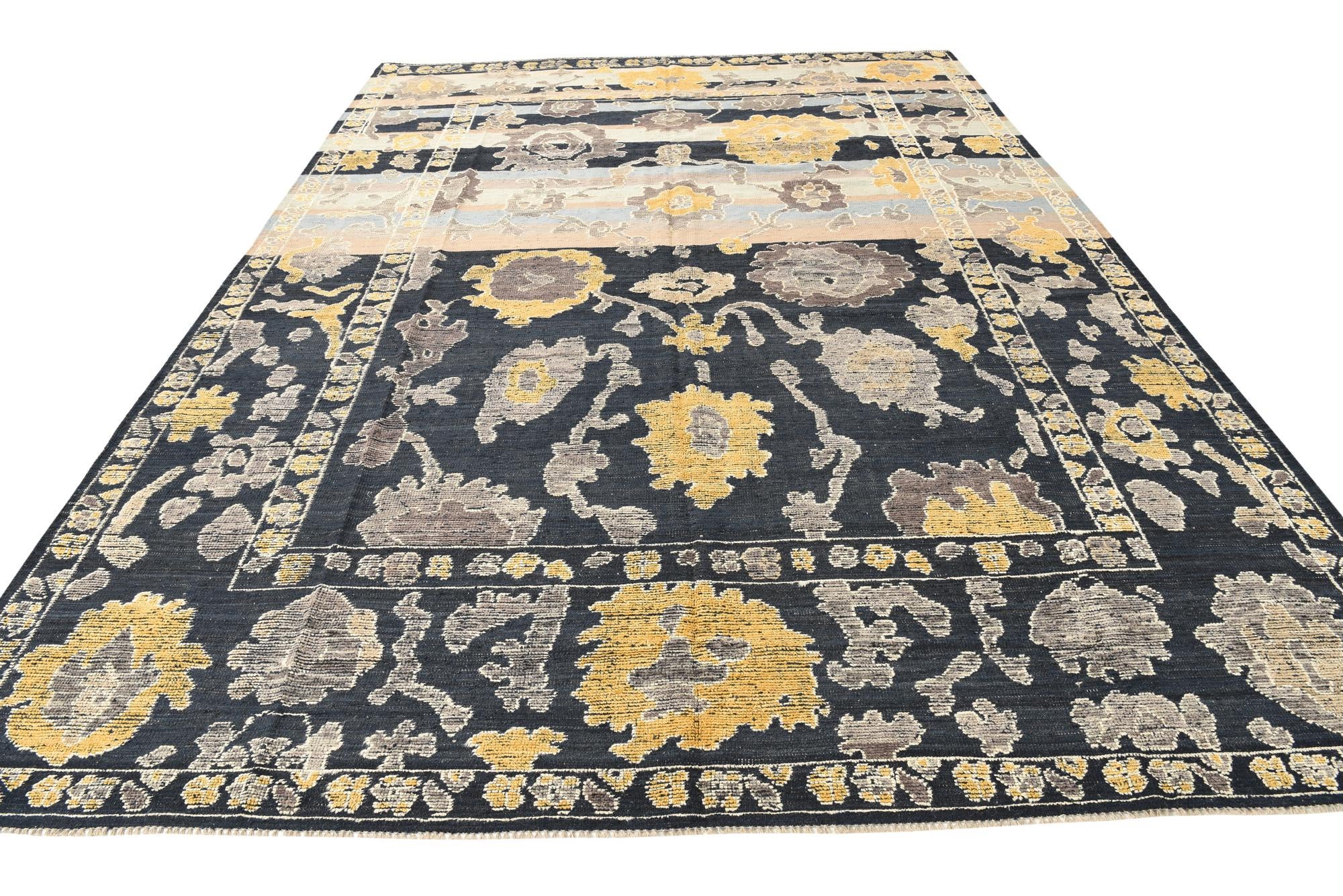 10' x 13' 10 Hand Knotted Oushak Wool Rug