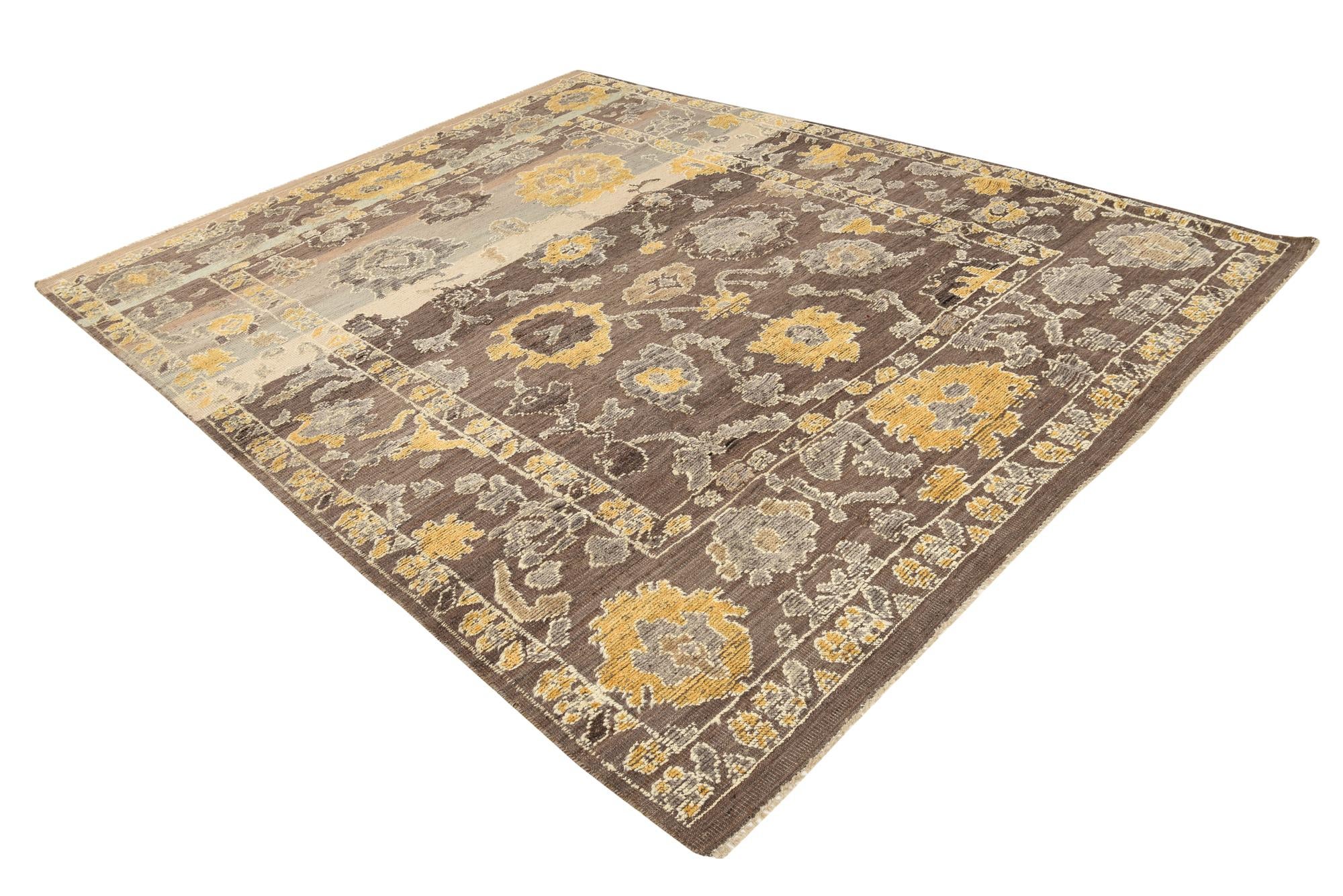 8' 2 x 10' 6 Hand Knotted Oushak Wool Rug
