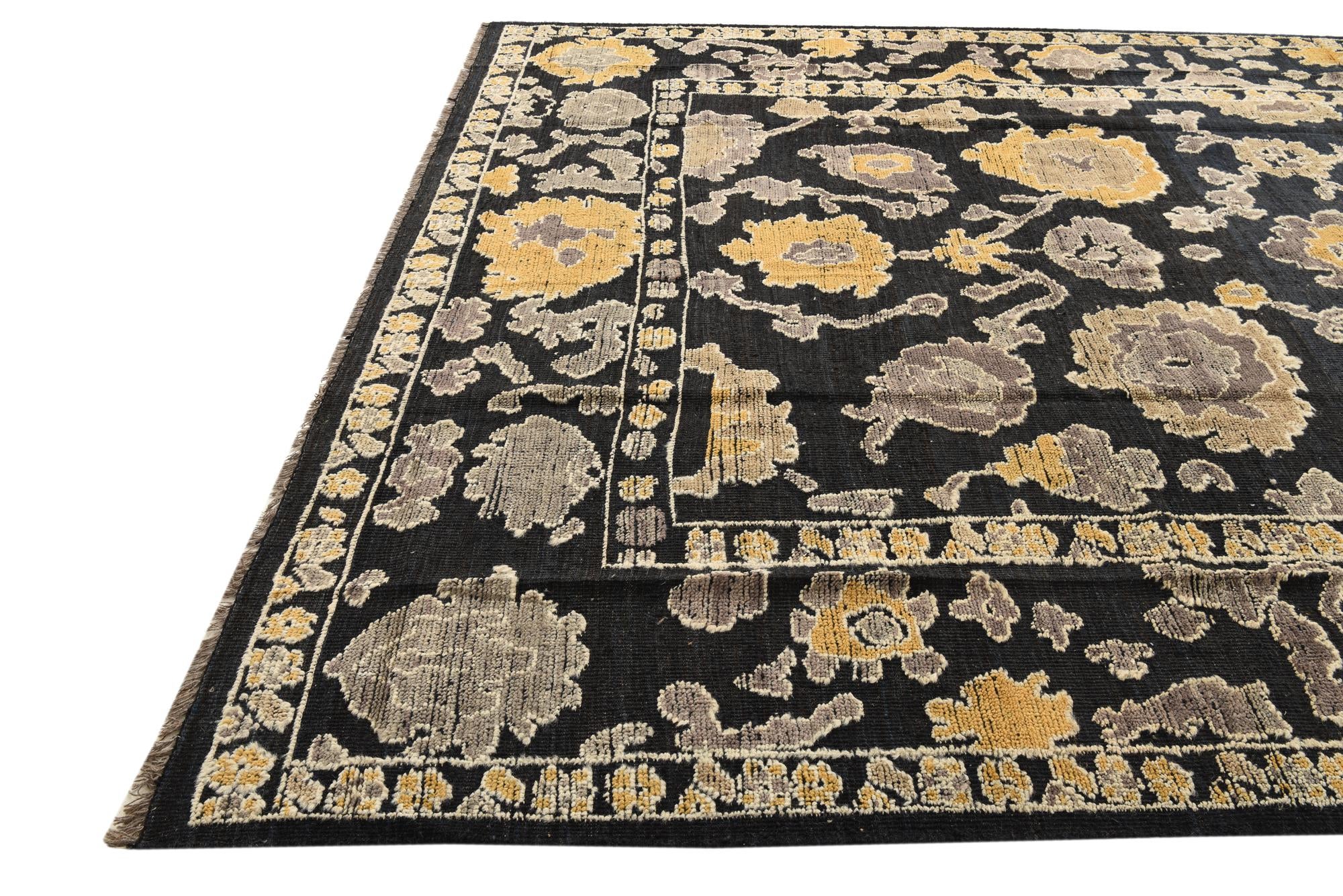 9' x 12' 6 Hand Knotted Oushak Wool Rug