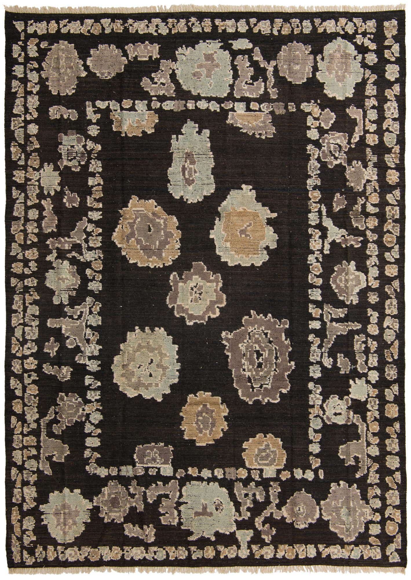 9' x 12' 5 Hand Knotted Oushak Wool Rug