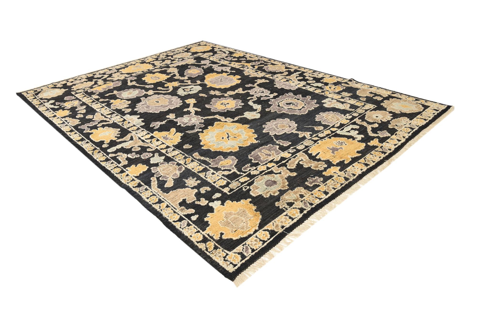 9' x 12' 2 Hand Knotted Oushak Wool Rug