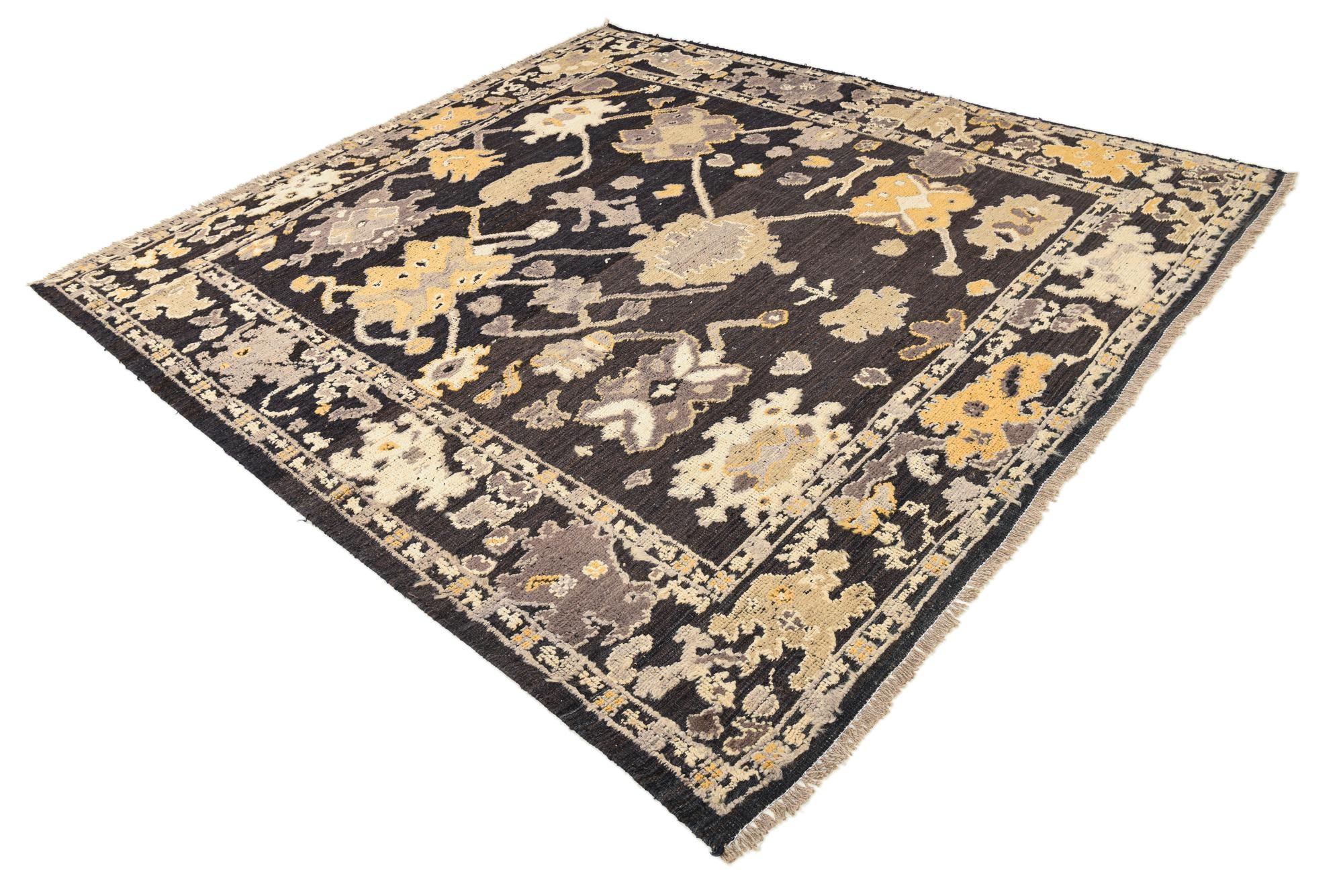 8' 1 x 9' Hand Knotted Oushak Wool Rug