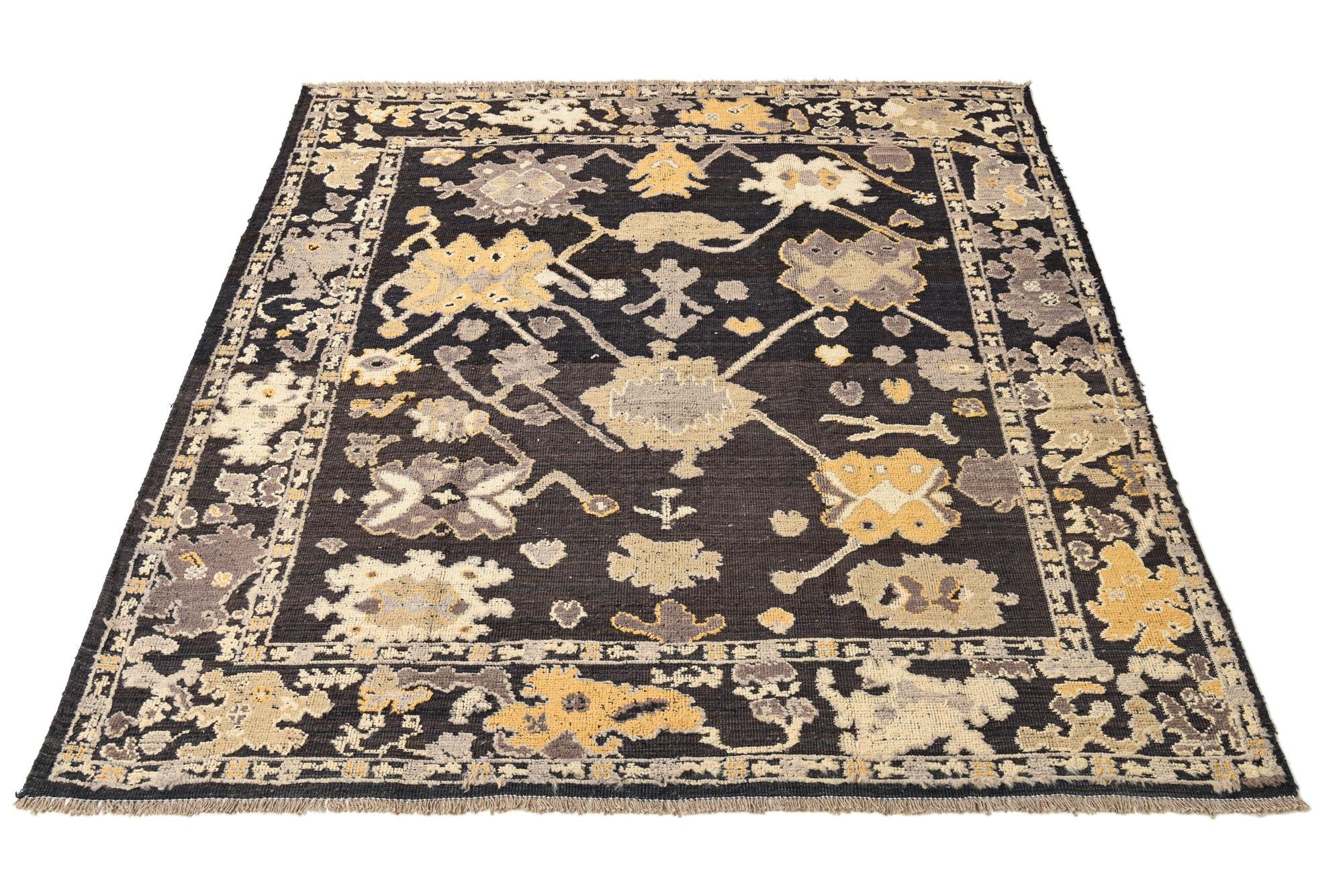 8' 1 x 9' Hand Knotted Oushak Wool Rug