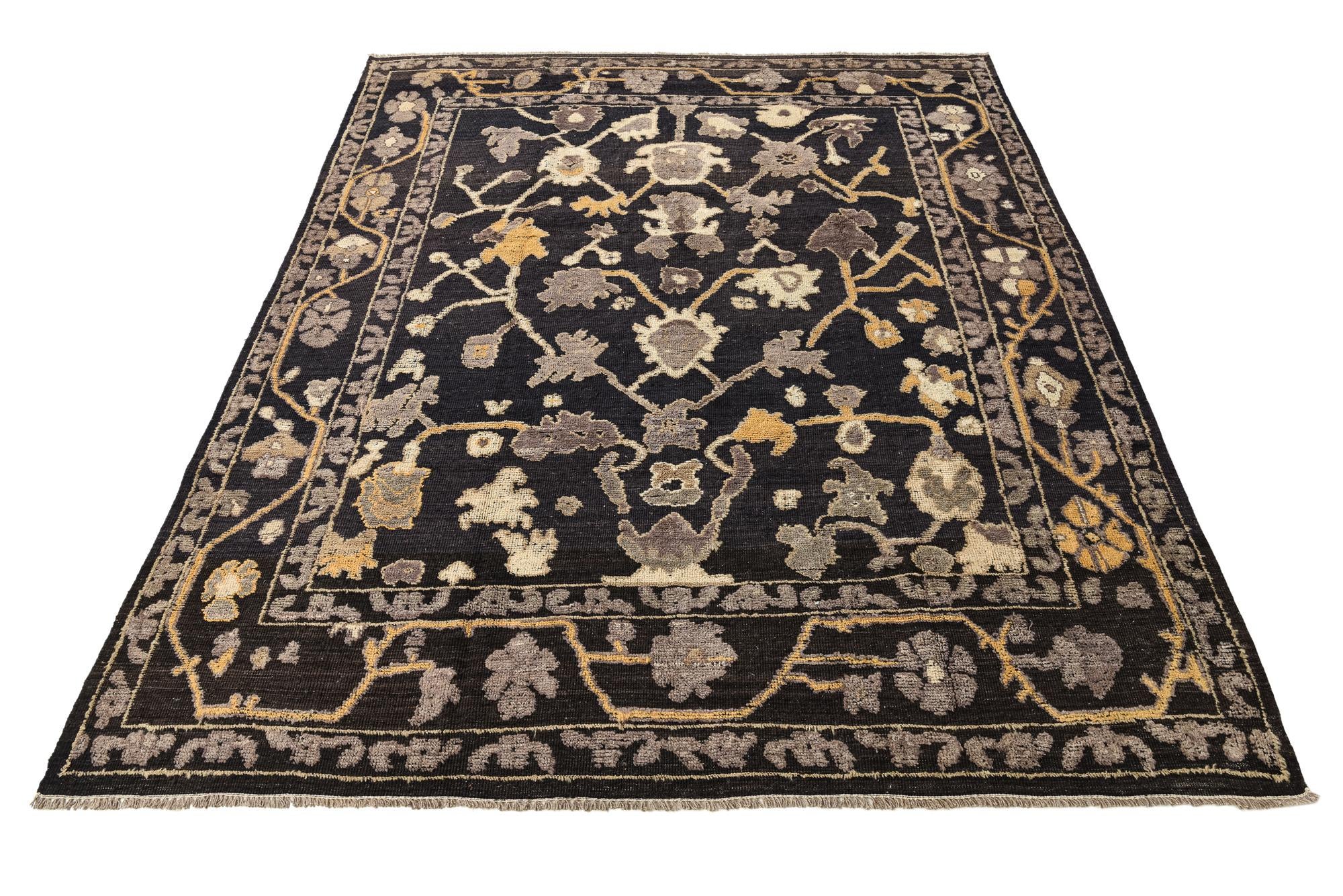 9' 4 x 11' 9 Hand Knotted Oushak Wool Rug