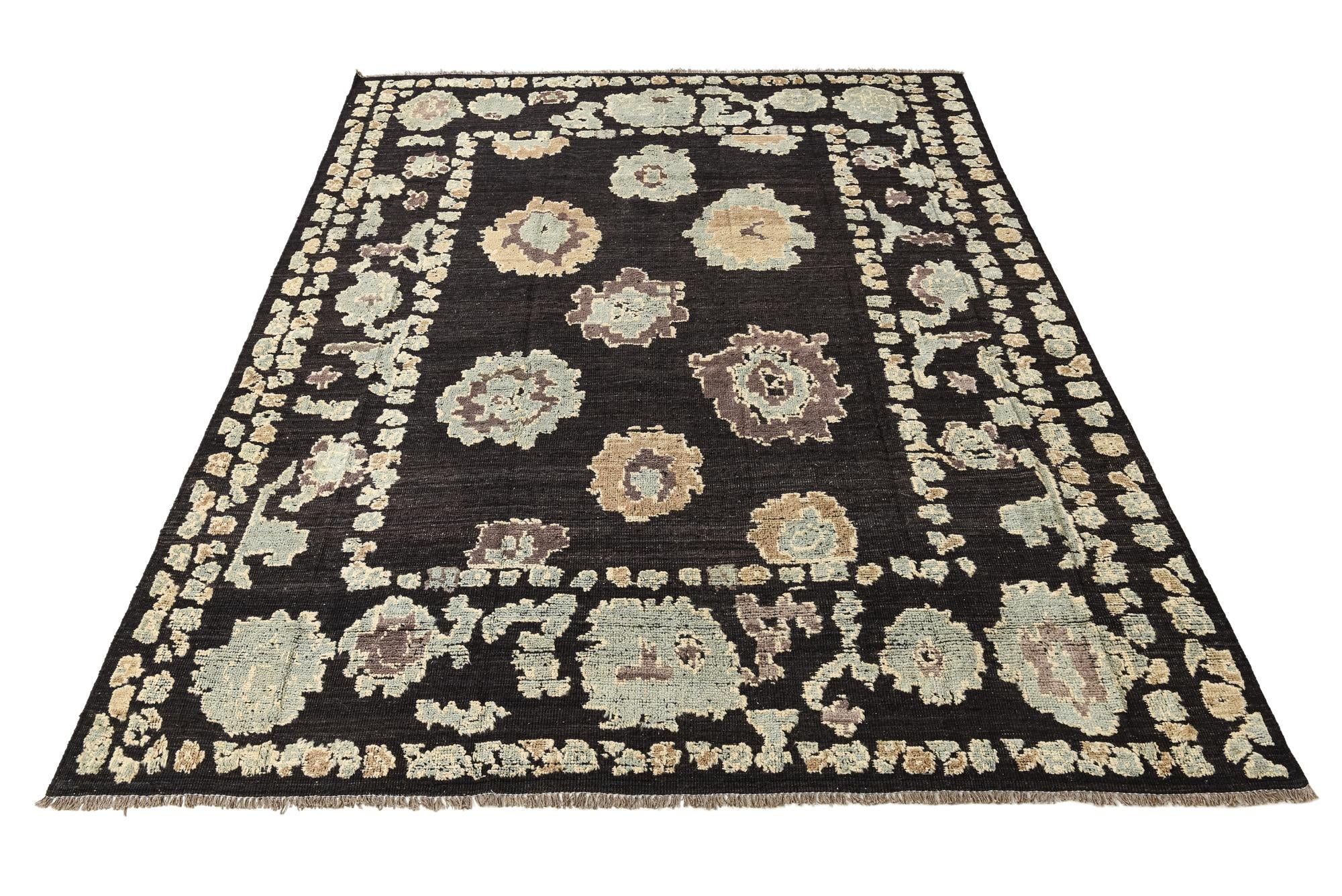 9' 3 x 11' 10 Hand Knotted Oushak Wool Rug