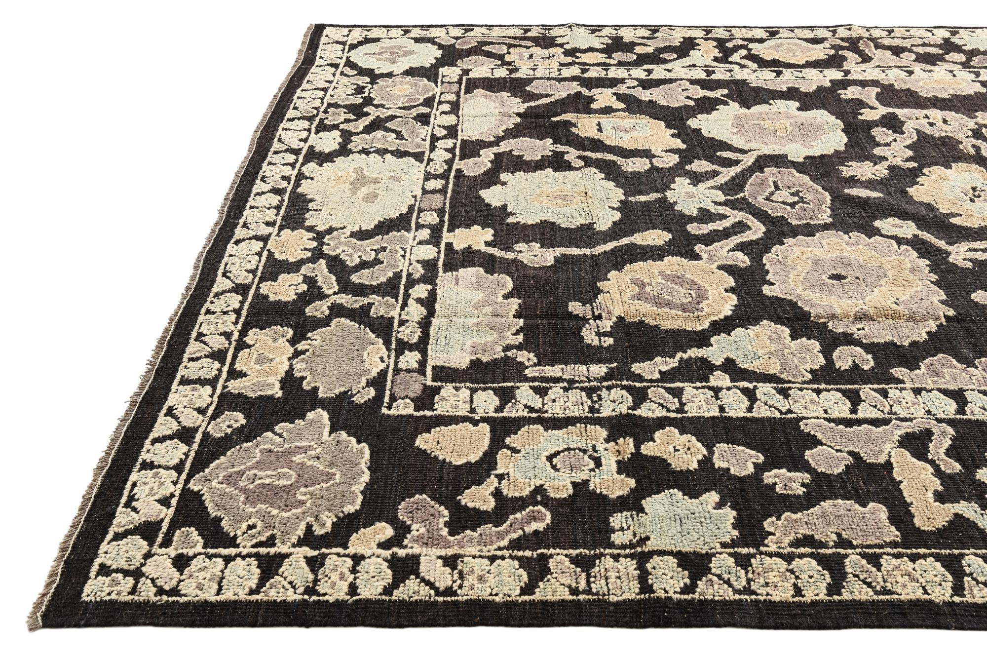 9' 6 x 12' 1 Hand Knotted Oushak Wool Rug