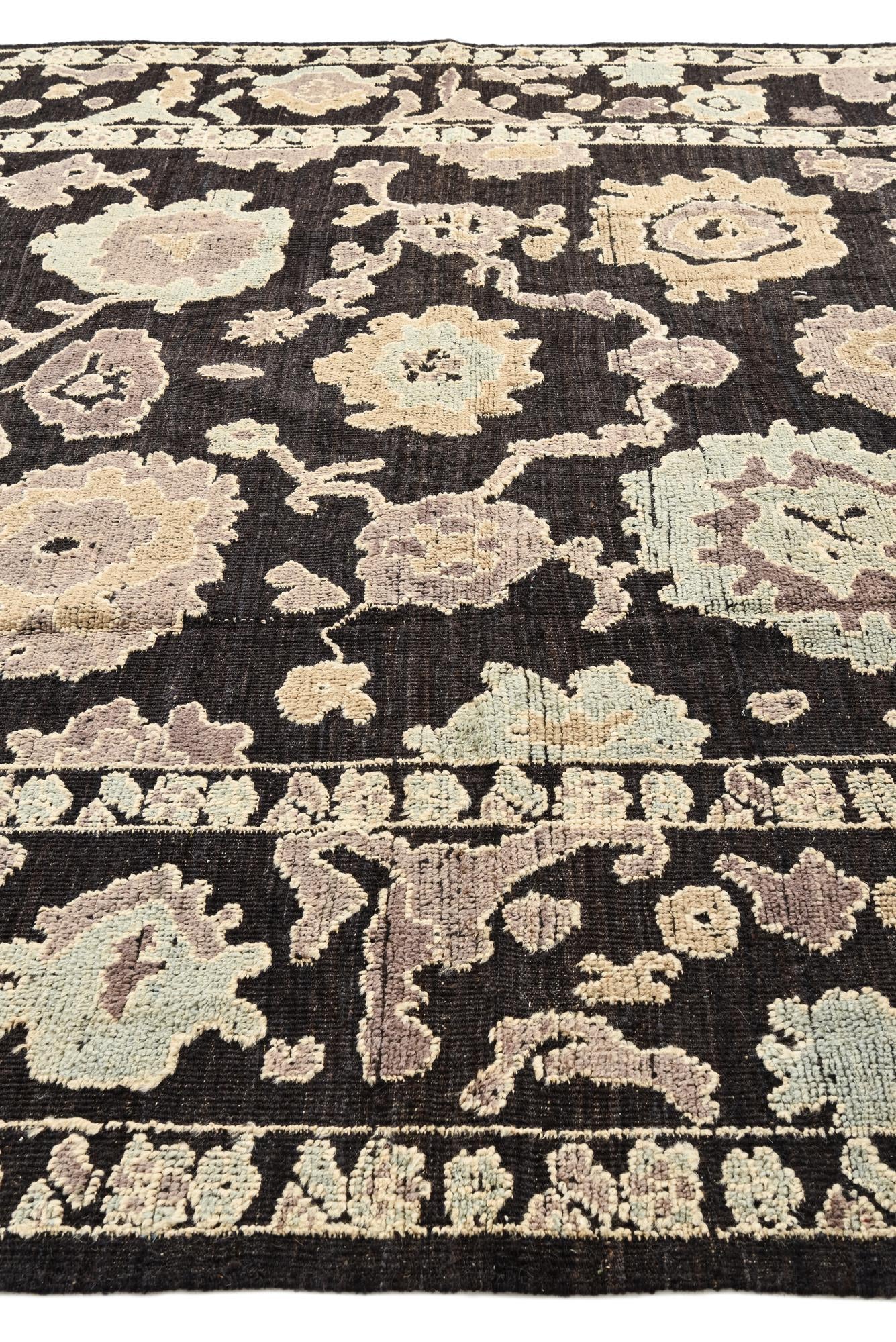 9' 6 x 12' 1 Hand Knotted Oushak Wool Rug