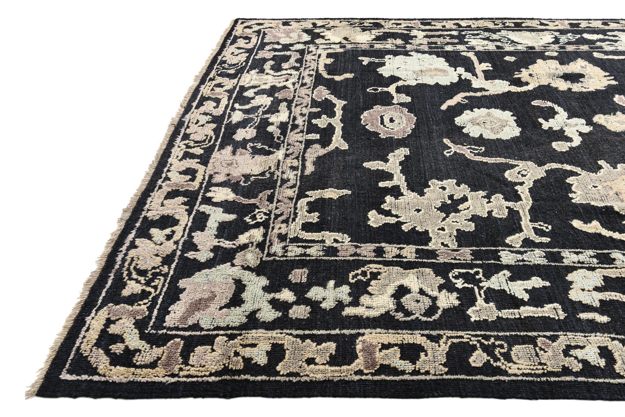 9' 4 x 12' 8 Hand Knotted Oushak Wool Rug