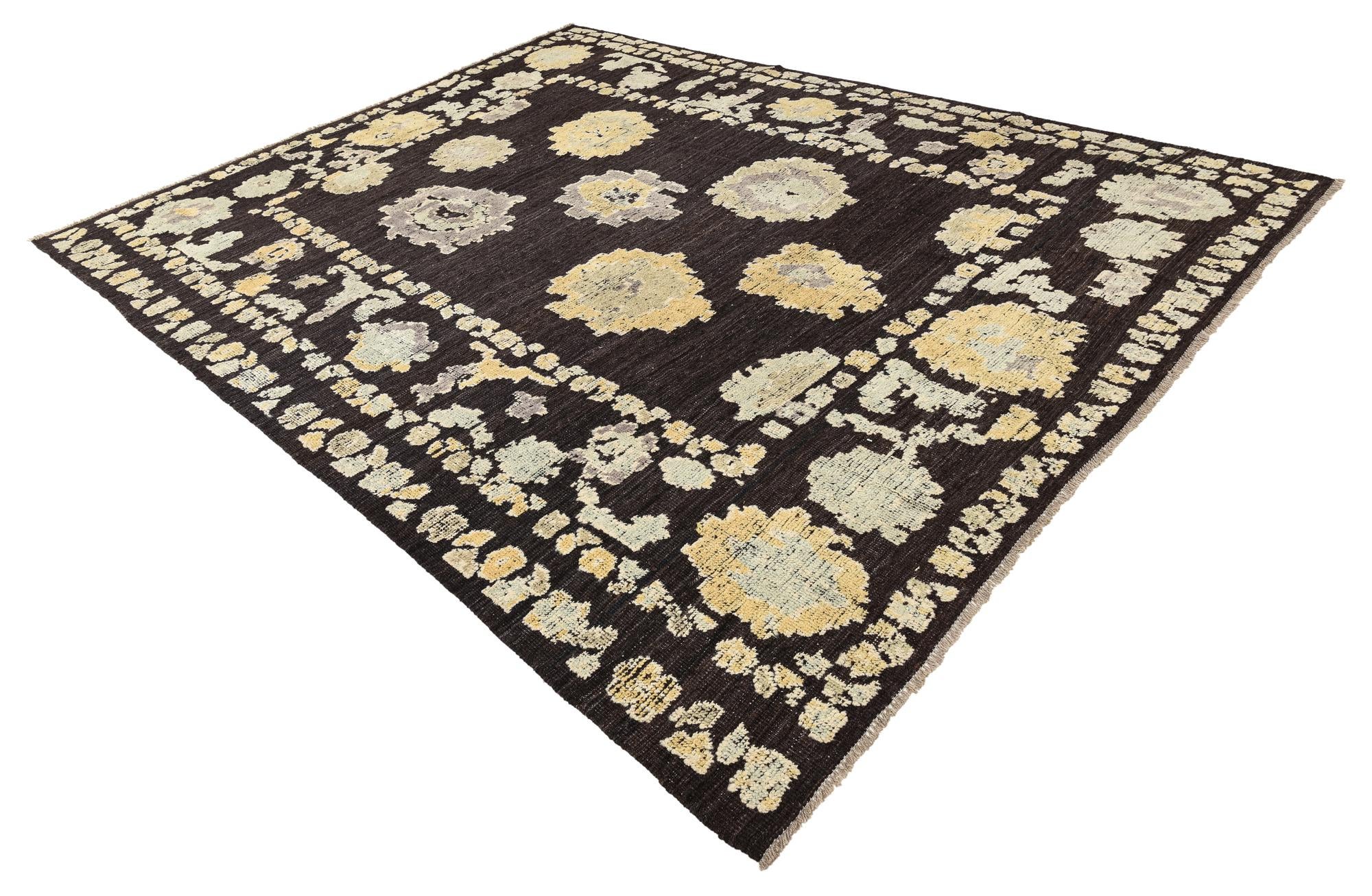 9' 4 x 12' 1 Hand Knotted Oushak Wool Rug