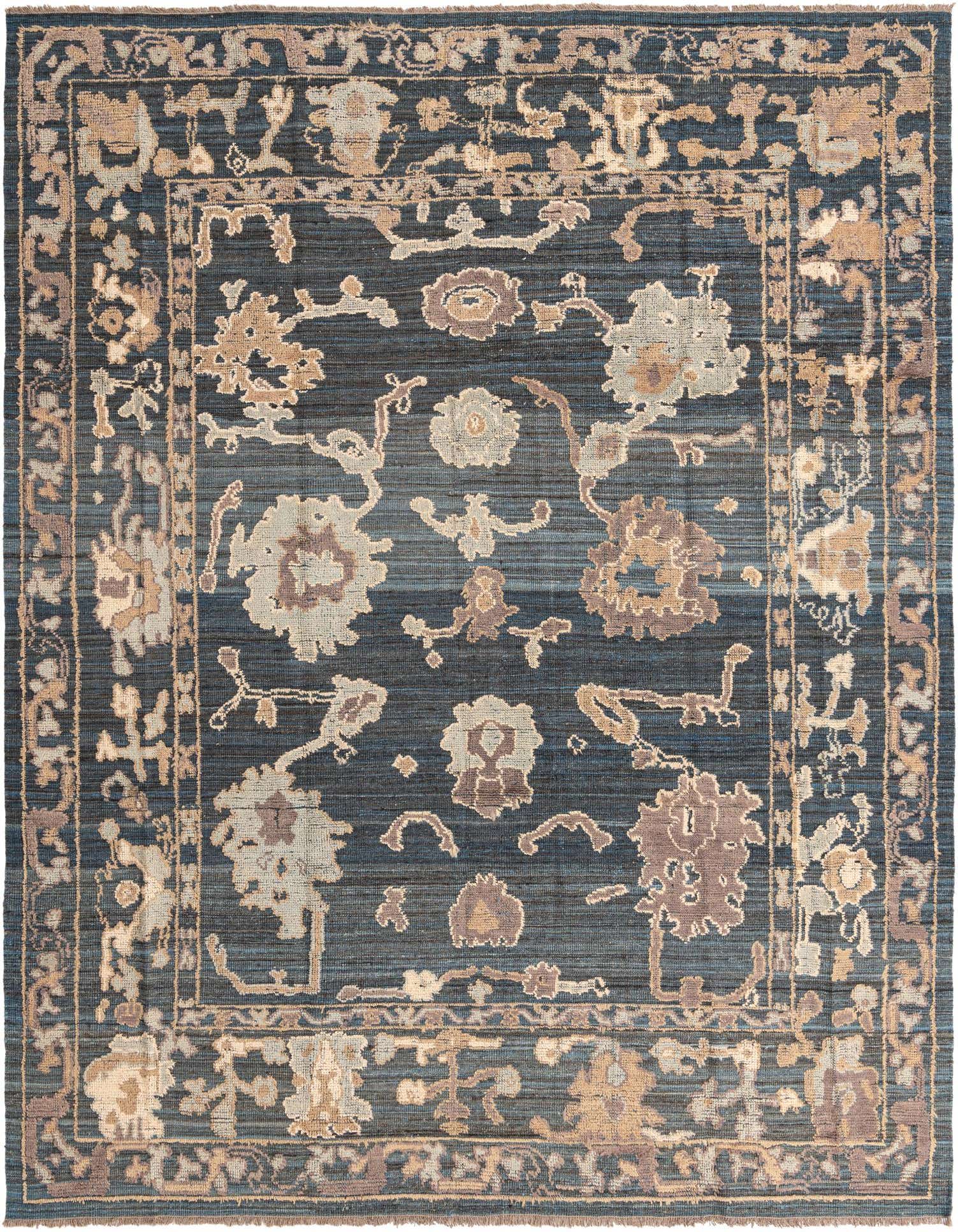 9' 1 x 12' 1 Hand Knotted Oushak Wool Rug
