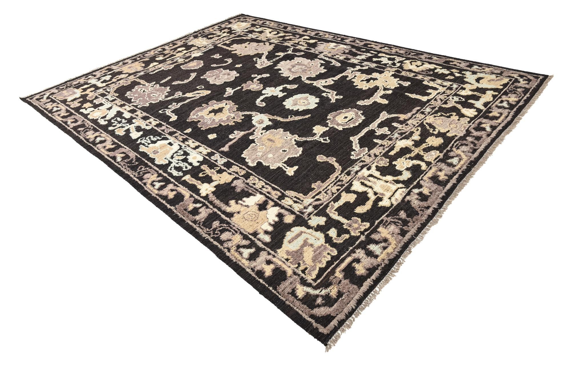 9' 4 x 12' 2 Hand Knotted Oushak Wool Rug