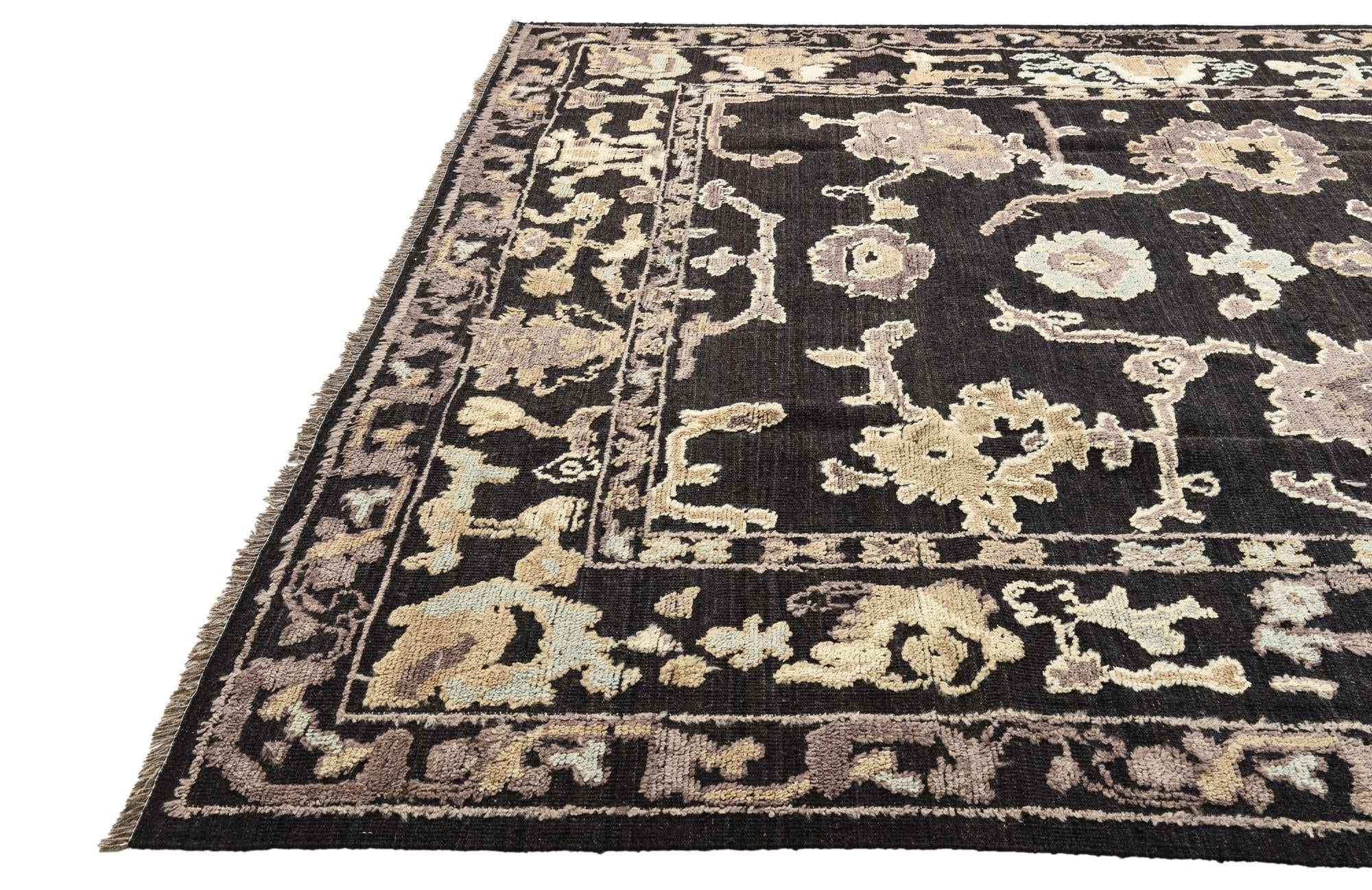 9' 4 x 12' 2 Hand Knotted Oushak Wool Rug